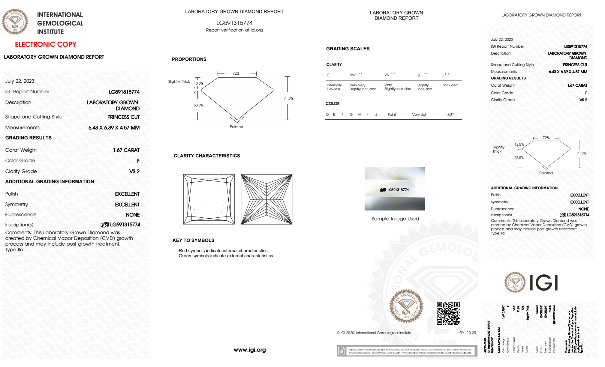 14K White Gold Lab Grown Princess Diamond Stud Earrings 3.24ctw