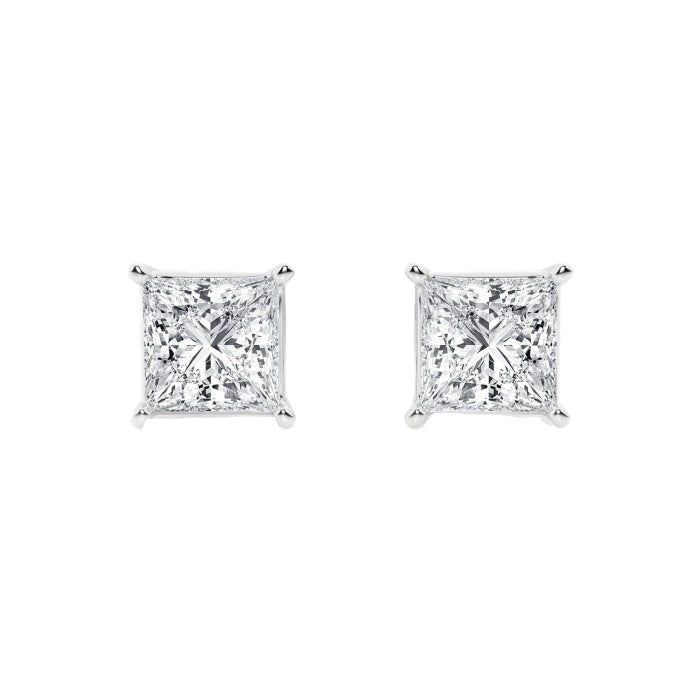 14K White Gold Lab Grown Princess Diamond Stud Earrings 3.24ctw