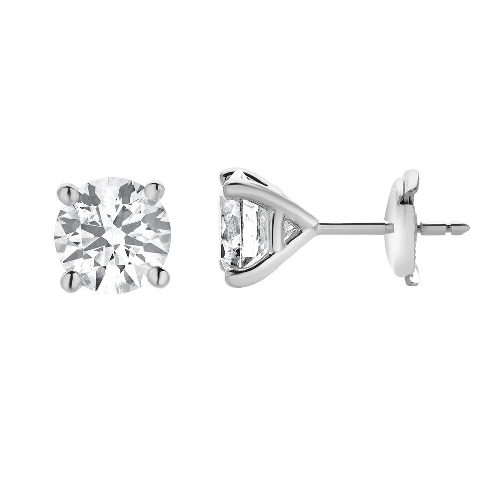14K White Gold Lab-Grown 1.00ct Round Four-Prong Diamond Stud Earrings