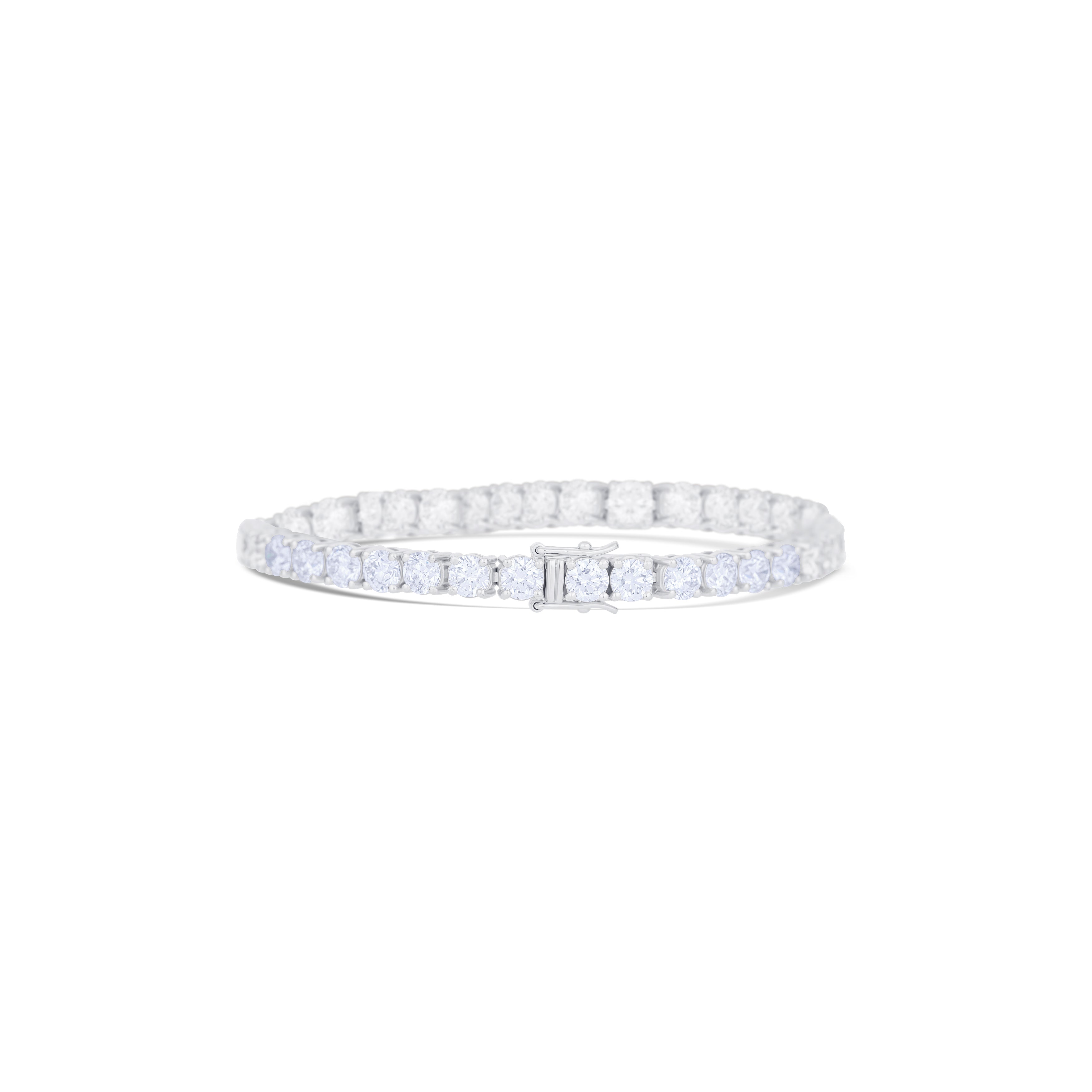 Platinum Round Diamond Line Bracelet Bracelet
