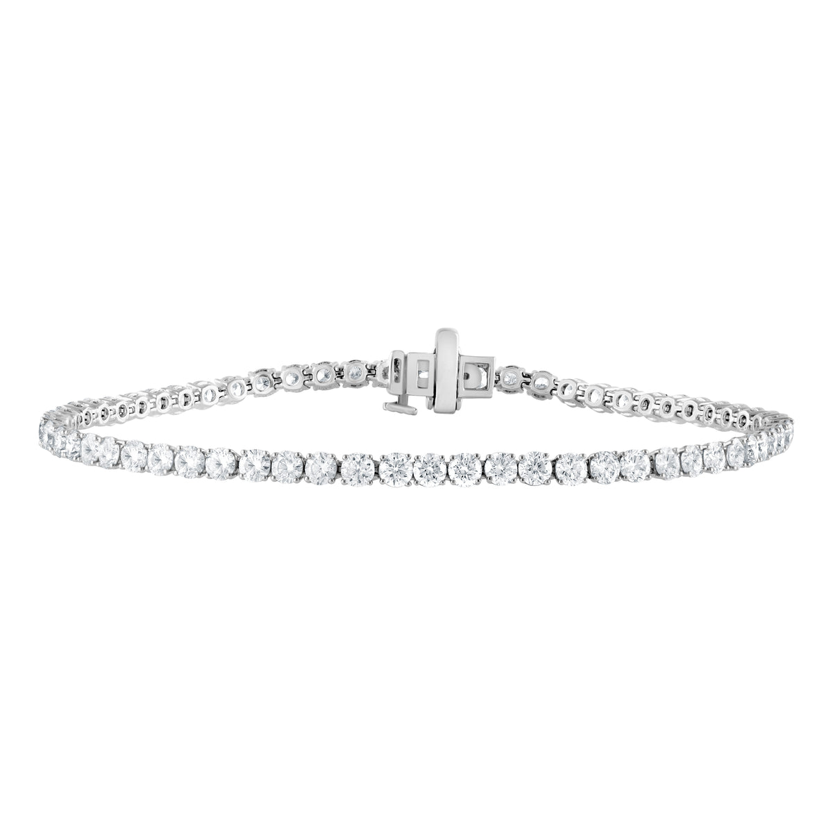 14K White Gold Lab Grown Round Diamond Line Bracelet 4.95ctw