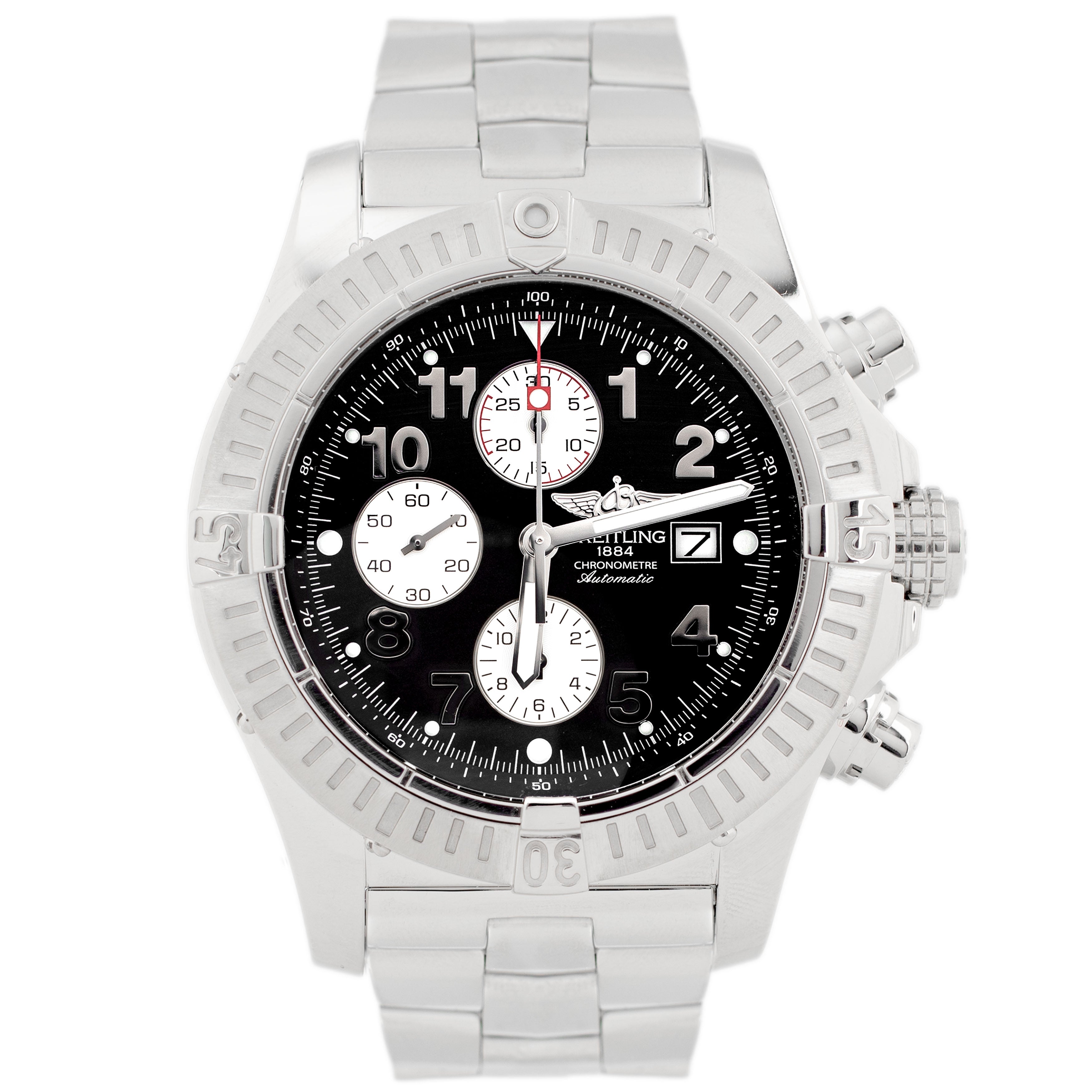 Breitling Super Avenger Chronograph 48 Stainless Steel Black Dial 48mm A1337011/B682 Full Set
