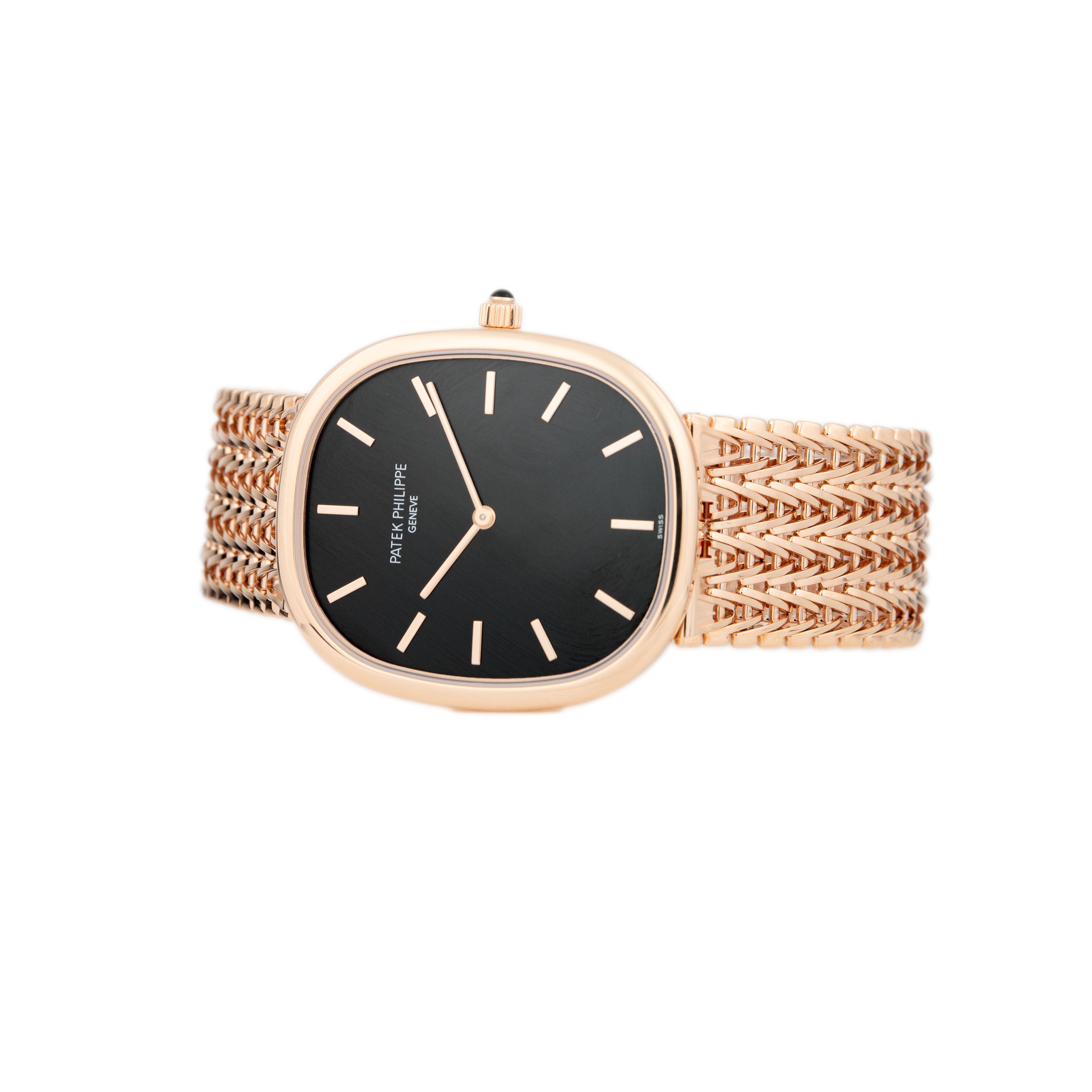 Patek Philippe Golden Ellipse Rose Gold Black Dial 34.5X39.5mm 5738/1R-001 Full Set