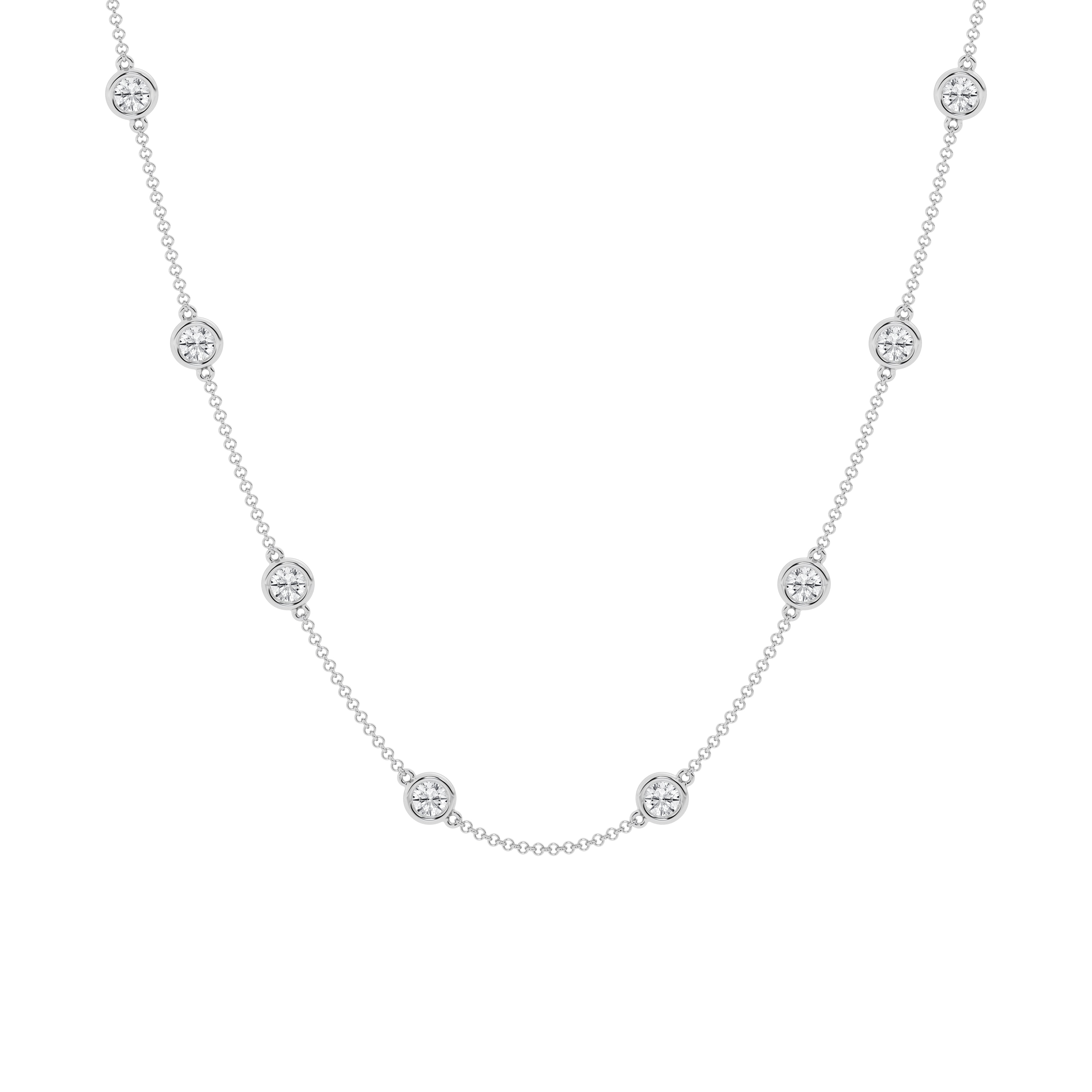 14K White Gold Lab-Grown Diamond by the Yard Necklace