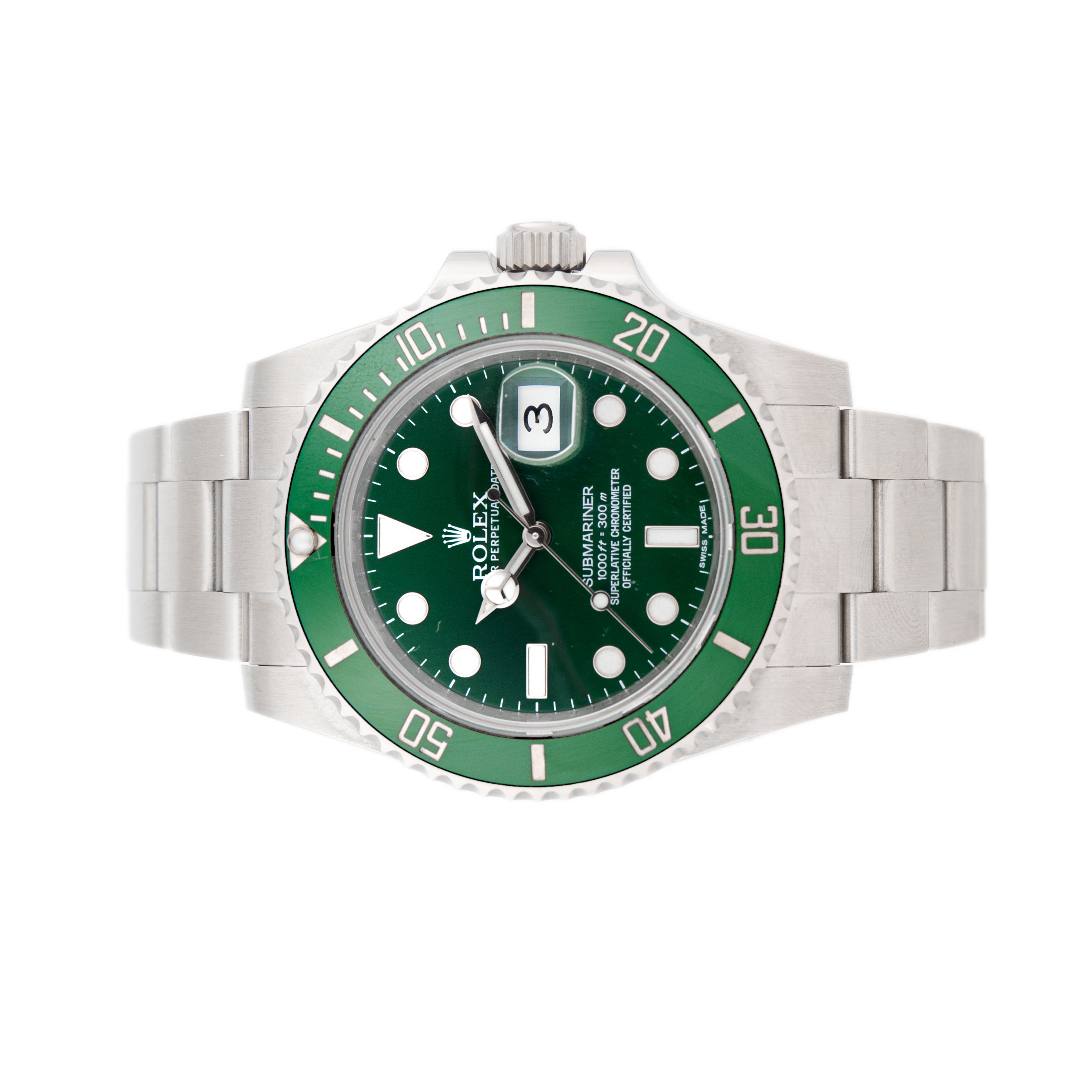 Rolex Submariner Date Hulk Stainless Steel Green Dial 40mm 116610LV Full Set