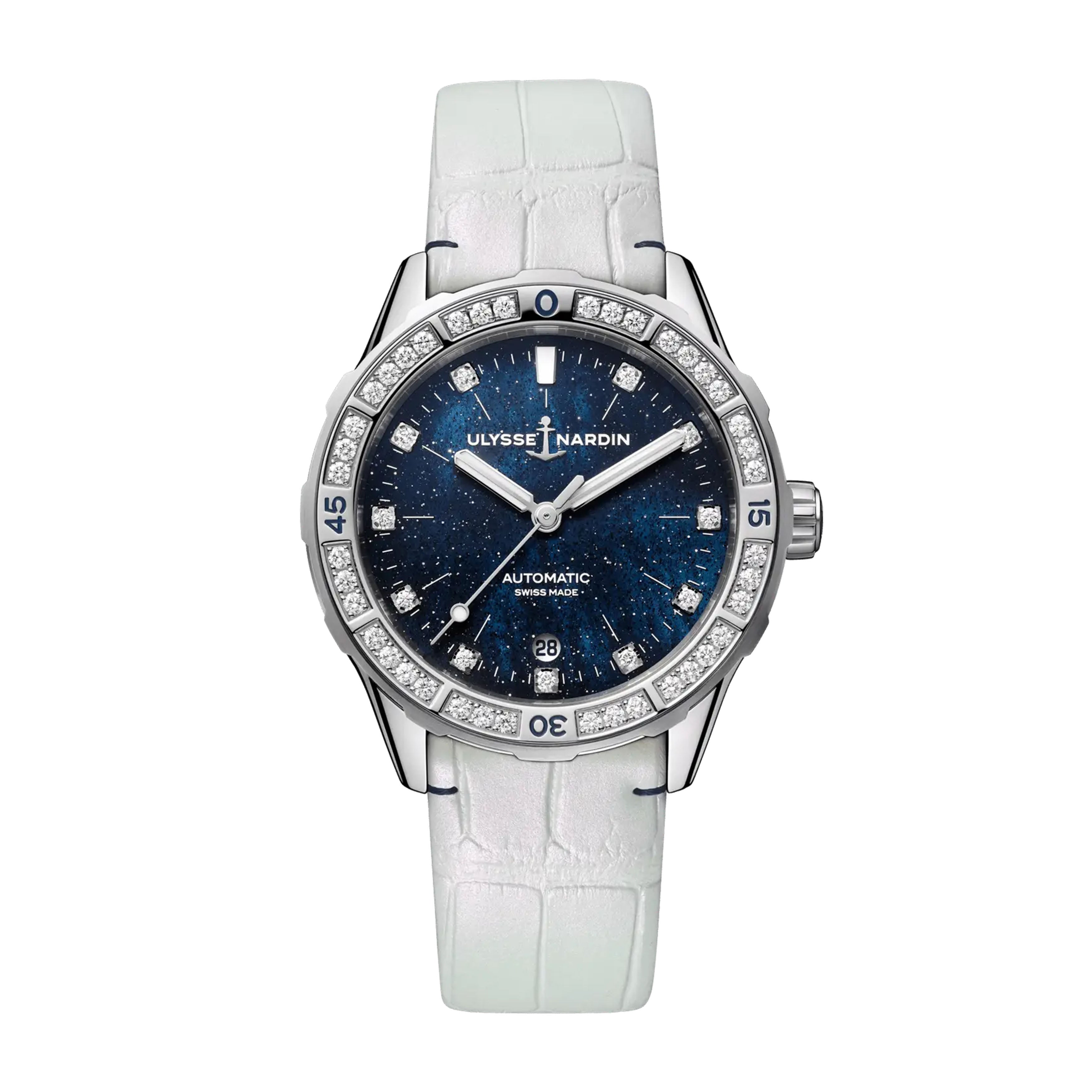 Ulysse Nardin Lady Diver Watch, 39mm Aventurine Mother of Pearl Dial, 8163-182B1-3A/1A