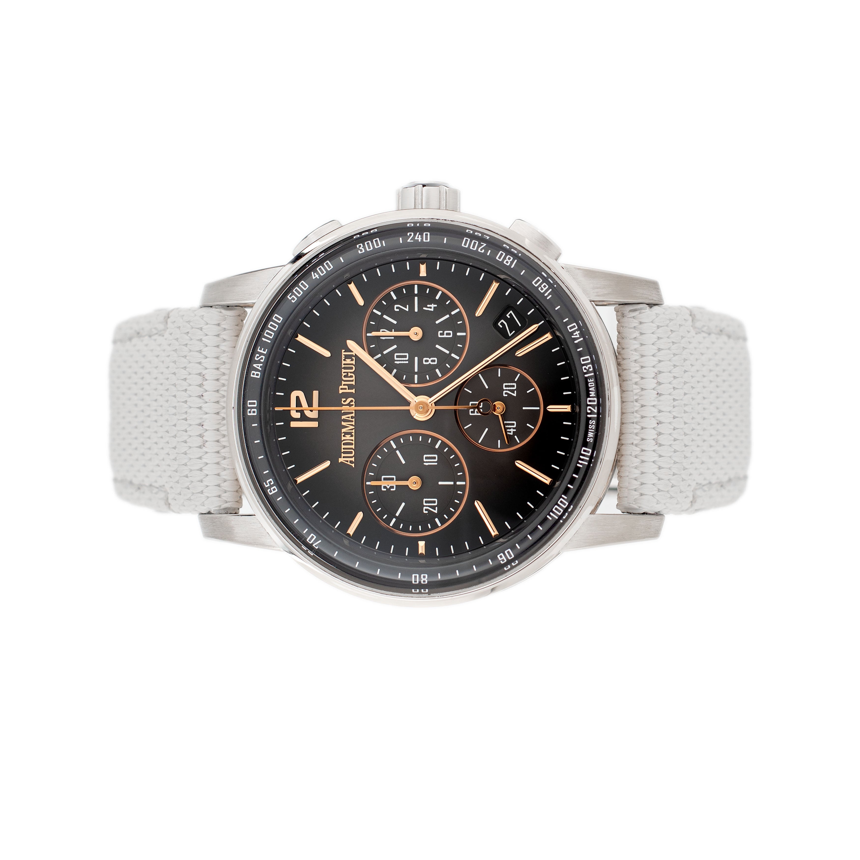 Audemars Piguet Code 11.59 Chronograph Rose & White Gold Gray Dial 41mm 26393CR Full Set