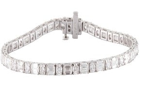 14K White Gold Lab Grown Emerald-Cut Diamond Line Bracelet 6.21ctw