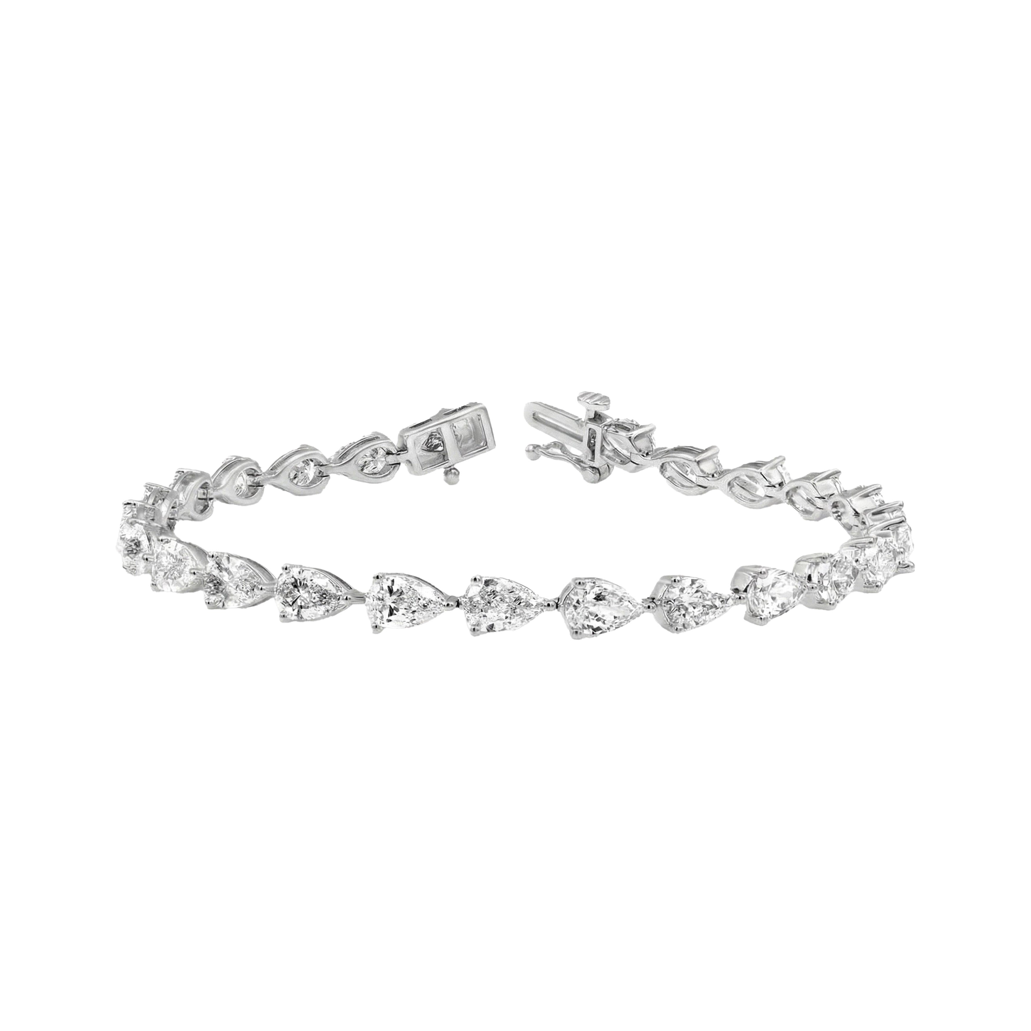 14K White Gold Lab Grown Pear Diamond Line Bracelet 11.13ctw