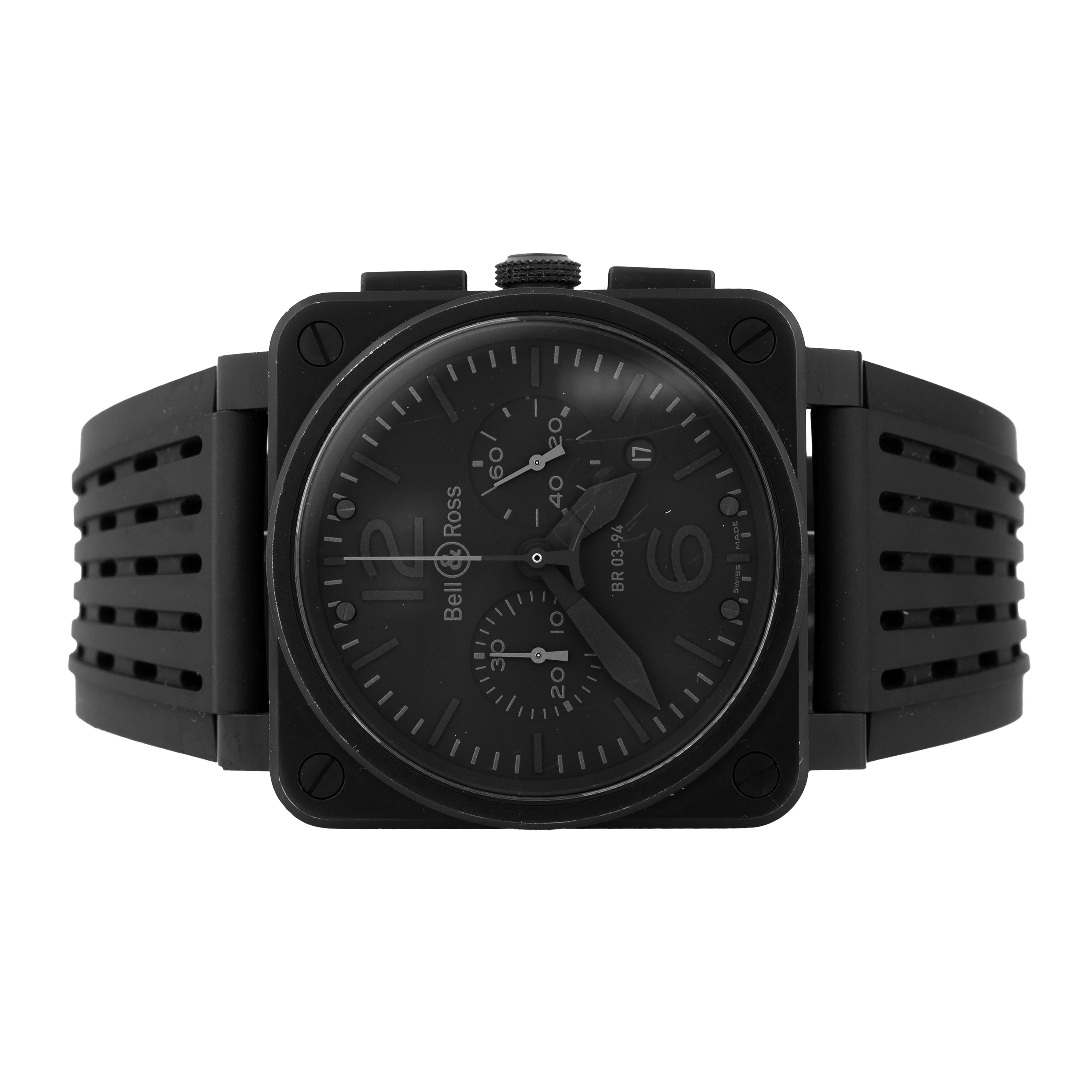 Bell & Ross BR03 Chronograph Stainless Steel Black Dial 42mm BR03-94-S Full Set