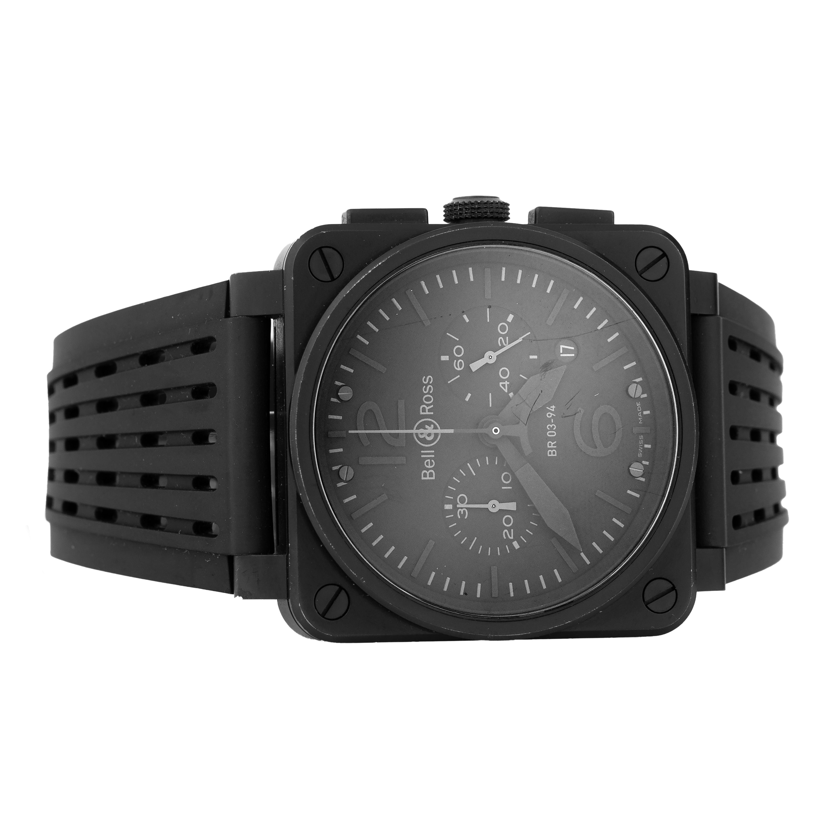 Bell & Ross BR03 Chronograph Stainless Steel Black Dial 42mm BR03-94-S Full Set