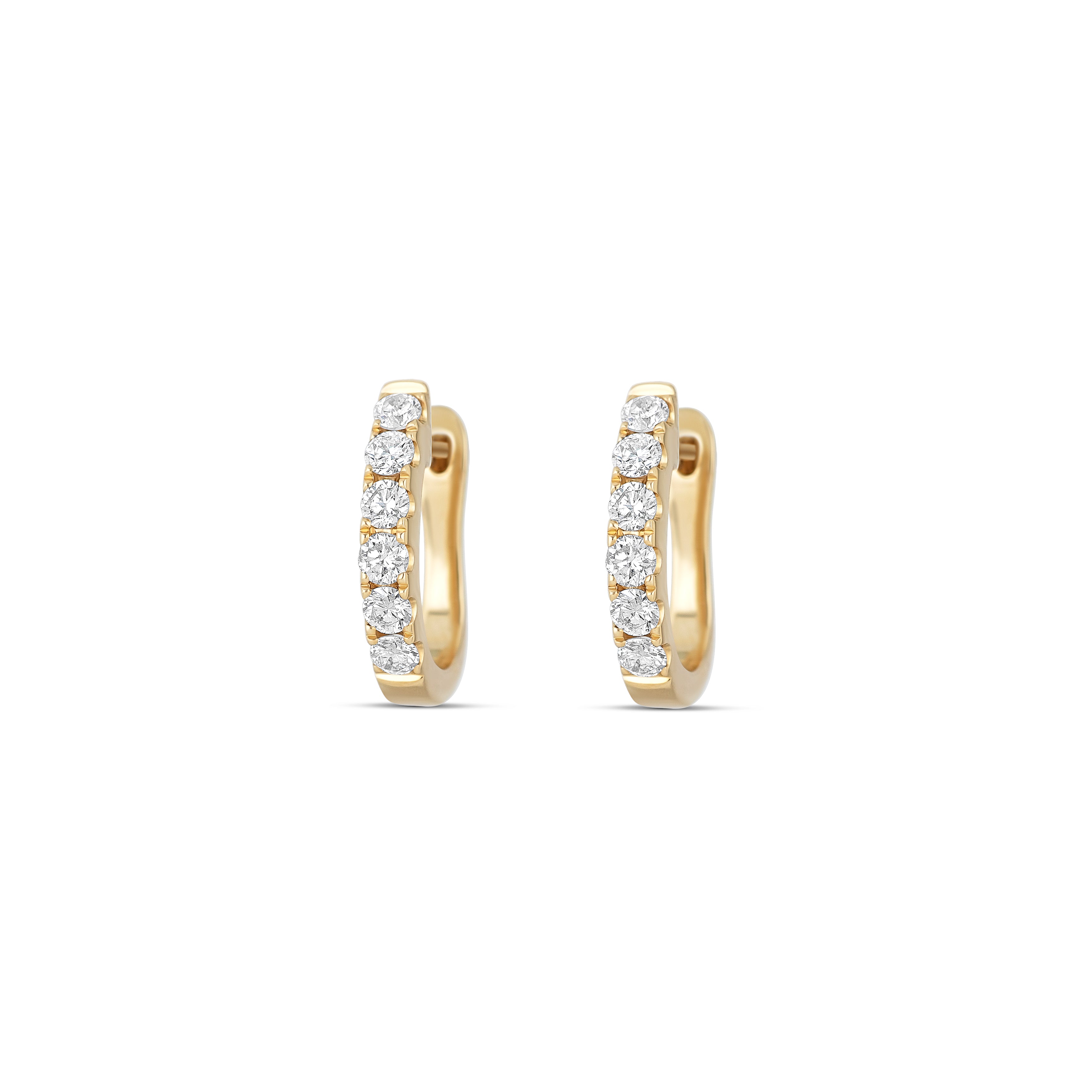 18K Yellow Gold Diamond Huggie Earrings
