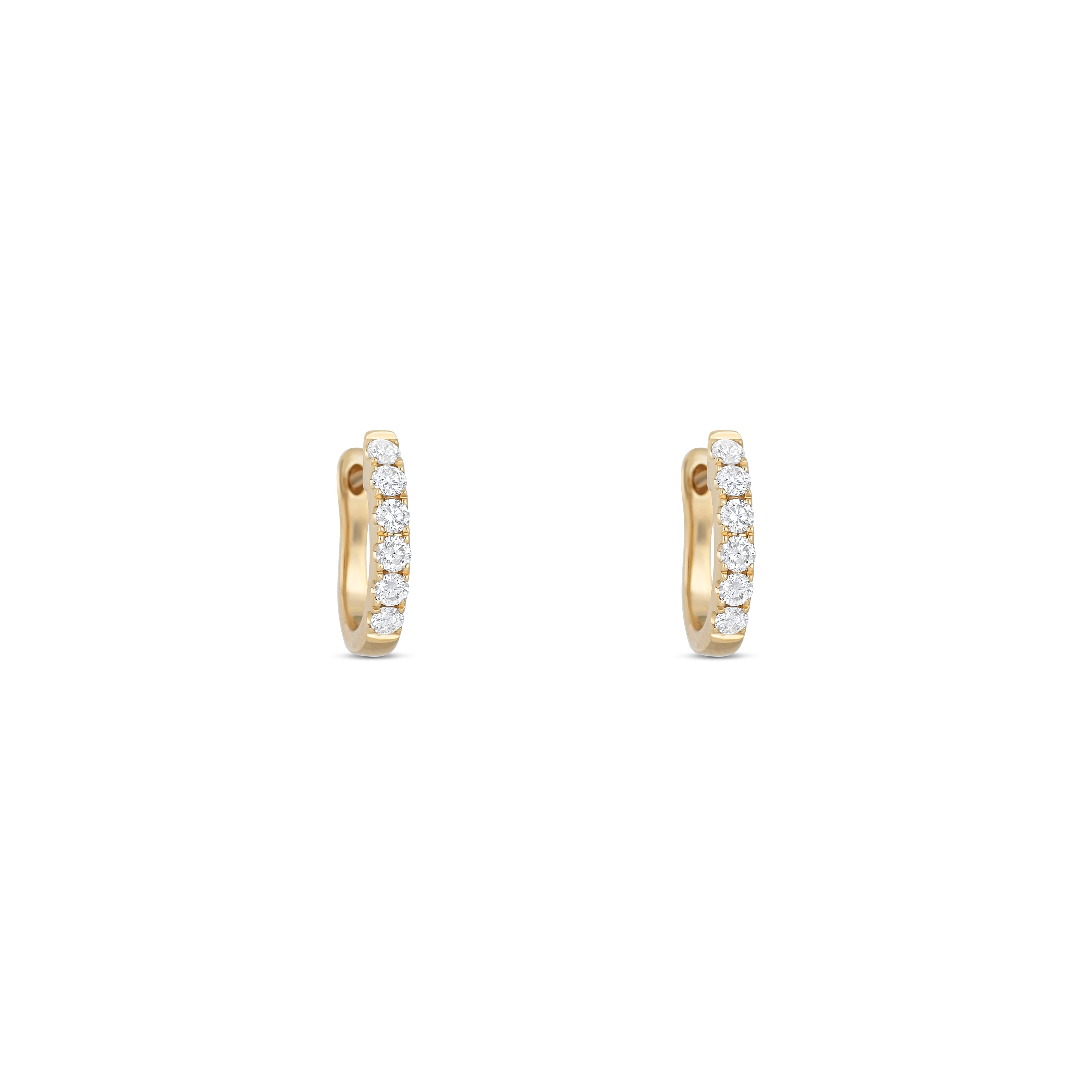 18K Yellow Gold Diamond Huggie Earrings