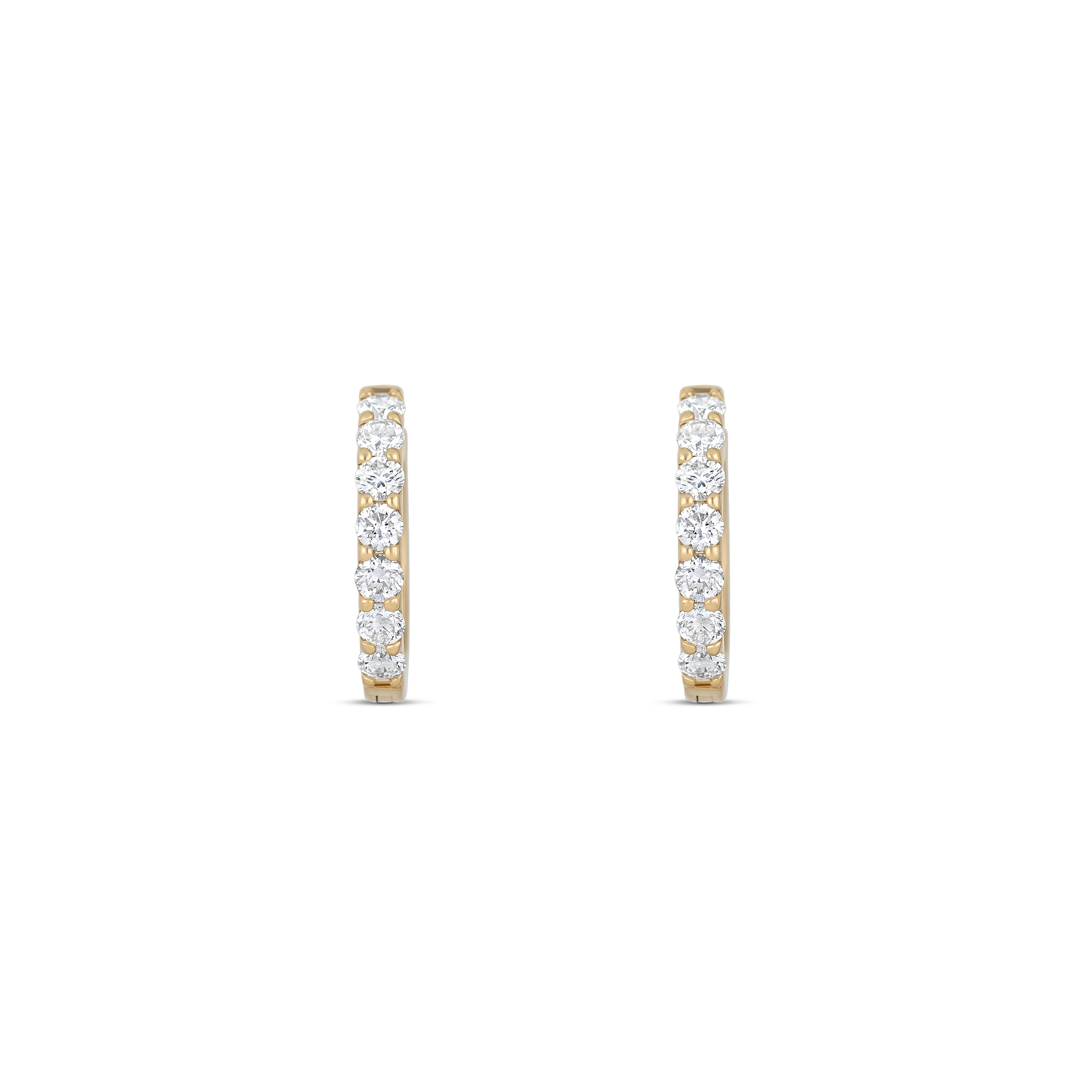 18K Yellow Gold Diamond Huggie Earrings