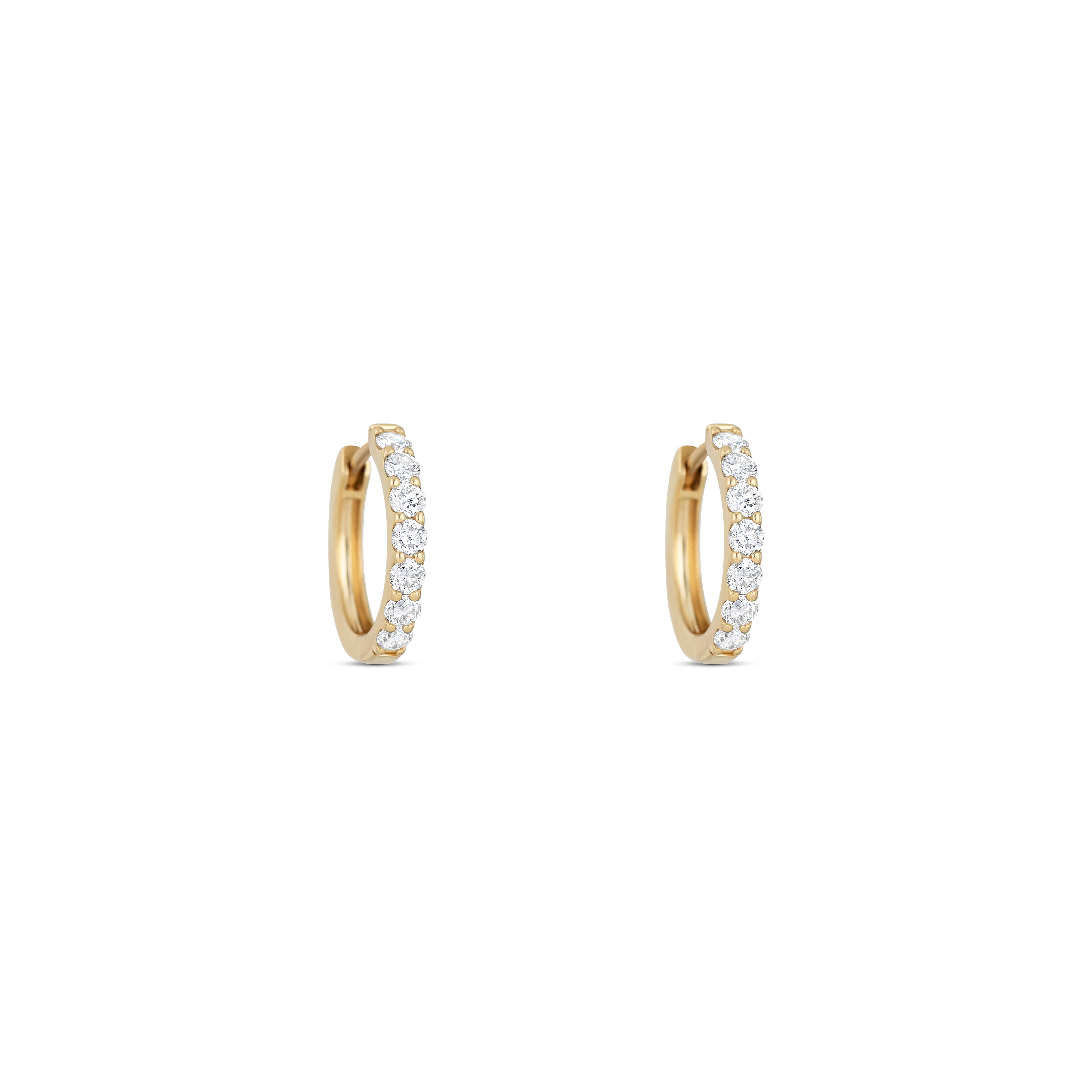 18K Yellow Gold Diamond Huggie Earrings