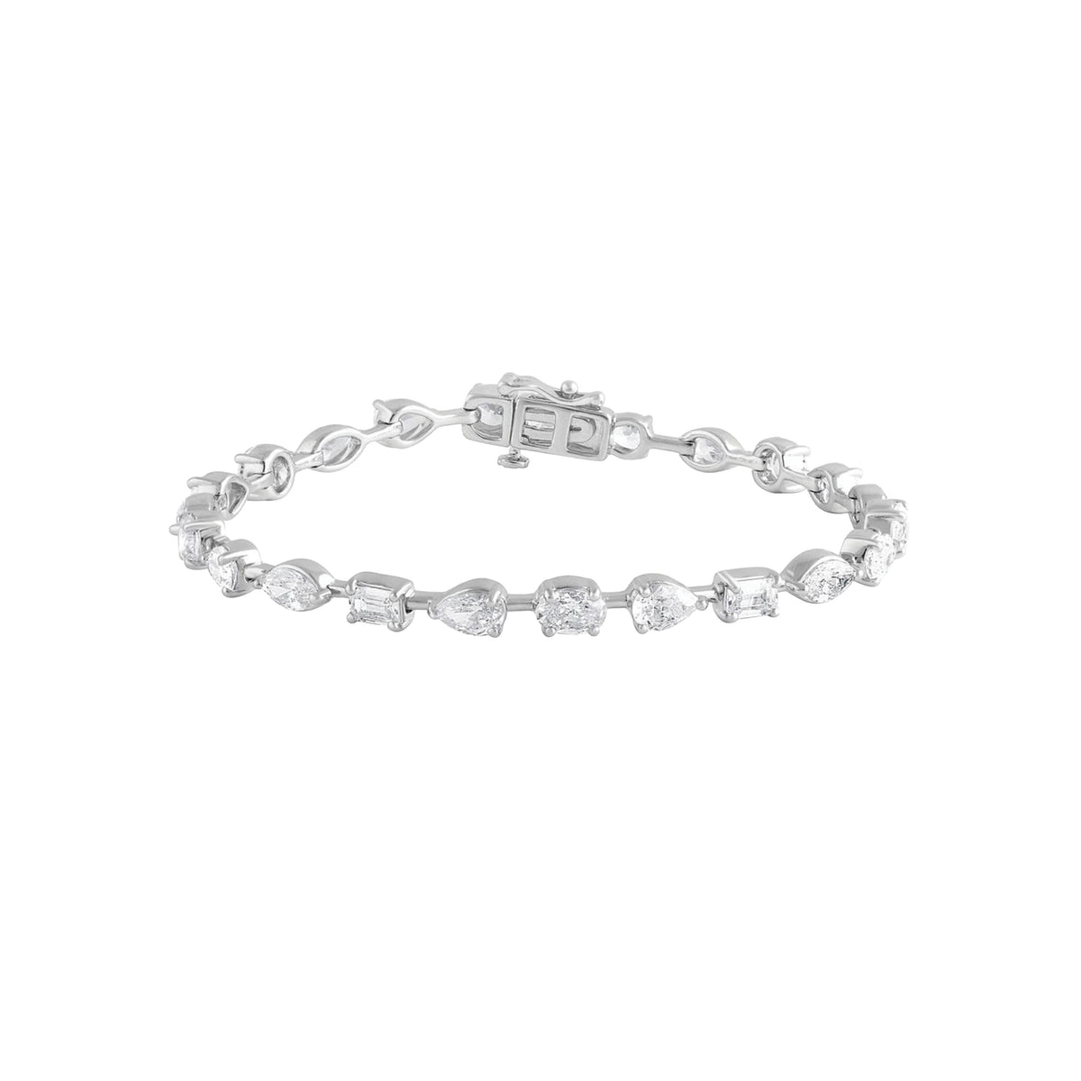 14K White Gold Lab Grown Multi-Shape Diamond Line Bracelet 9.20cttw