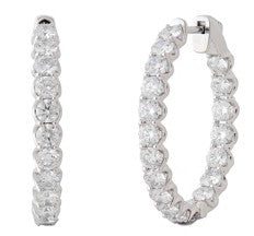 14K White Gold Lab Grown Diamond Hoop Earrings 4.00ctw