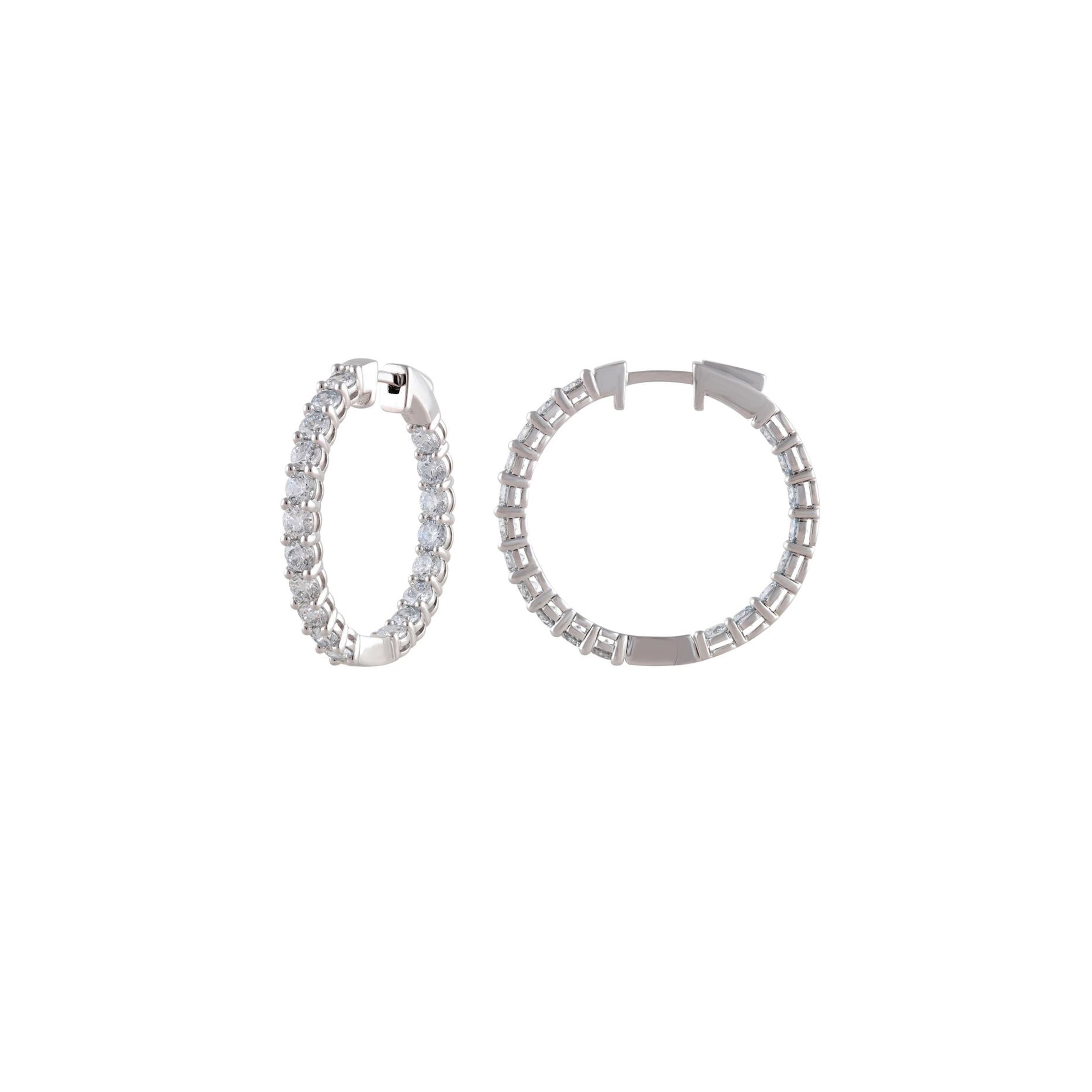 14K White Gold Lab Grown Diamond Hoop Earrings 3.00ctw