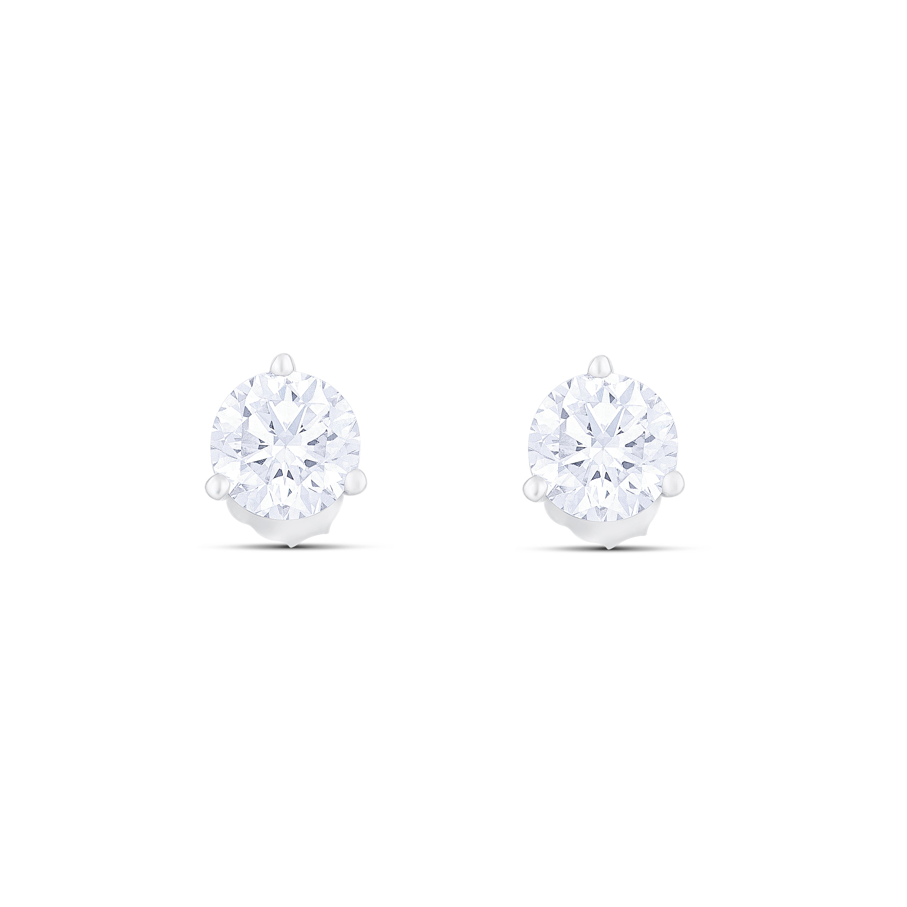 18K White Gold Round Diamond Stud Earrings