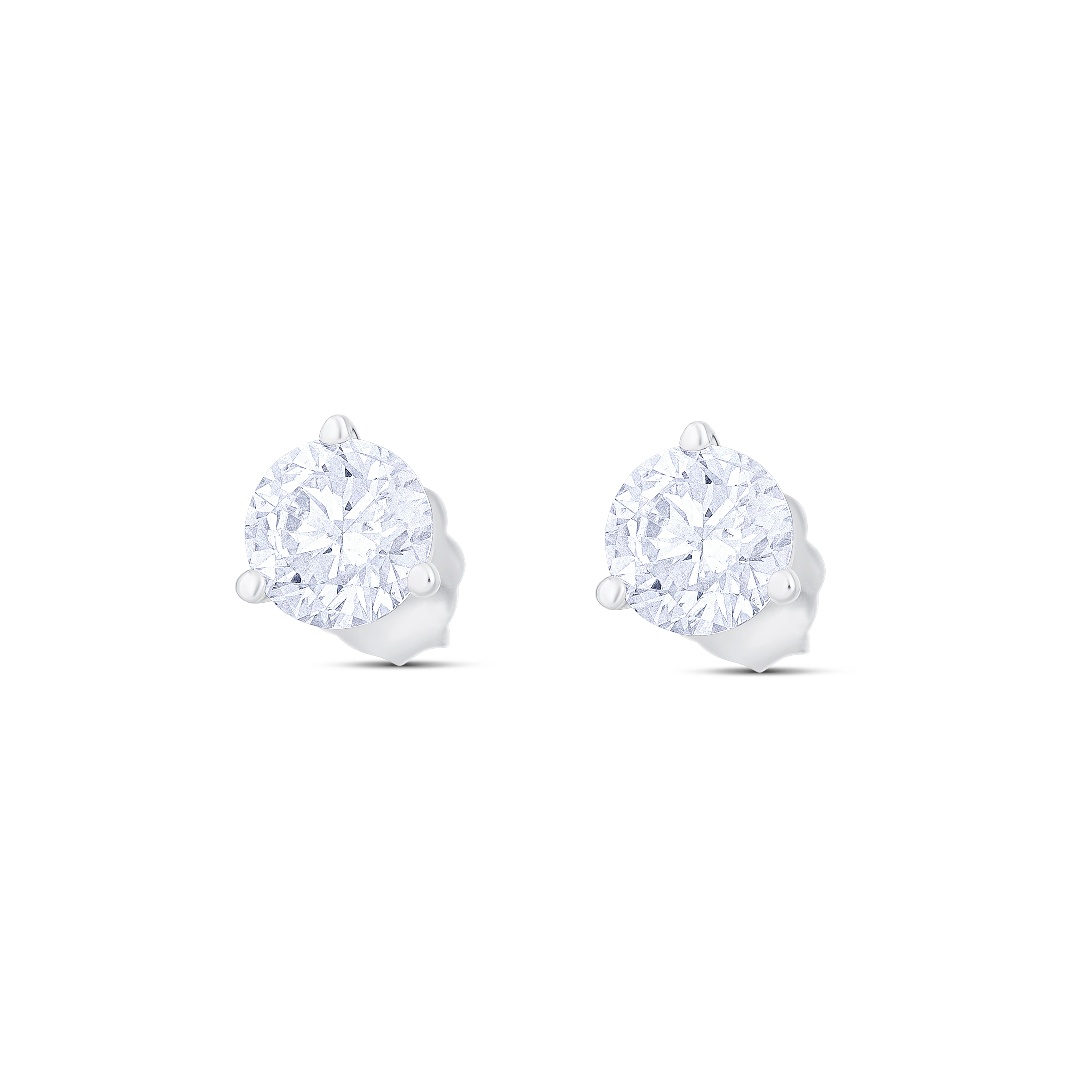 18K White Gold Round Diamond Stud Earrings