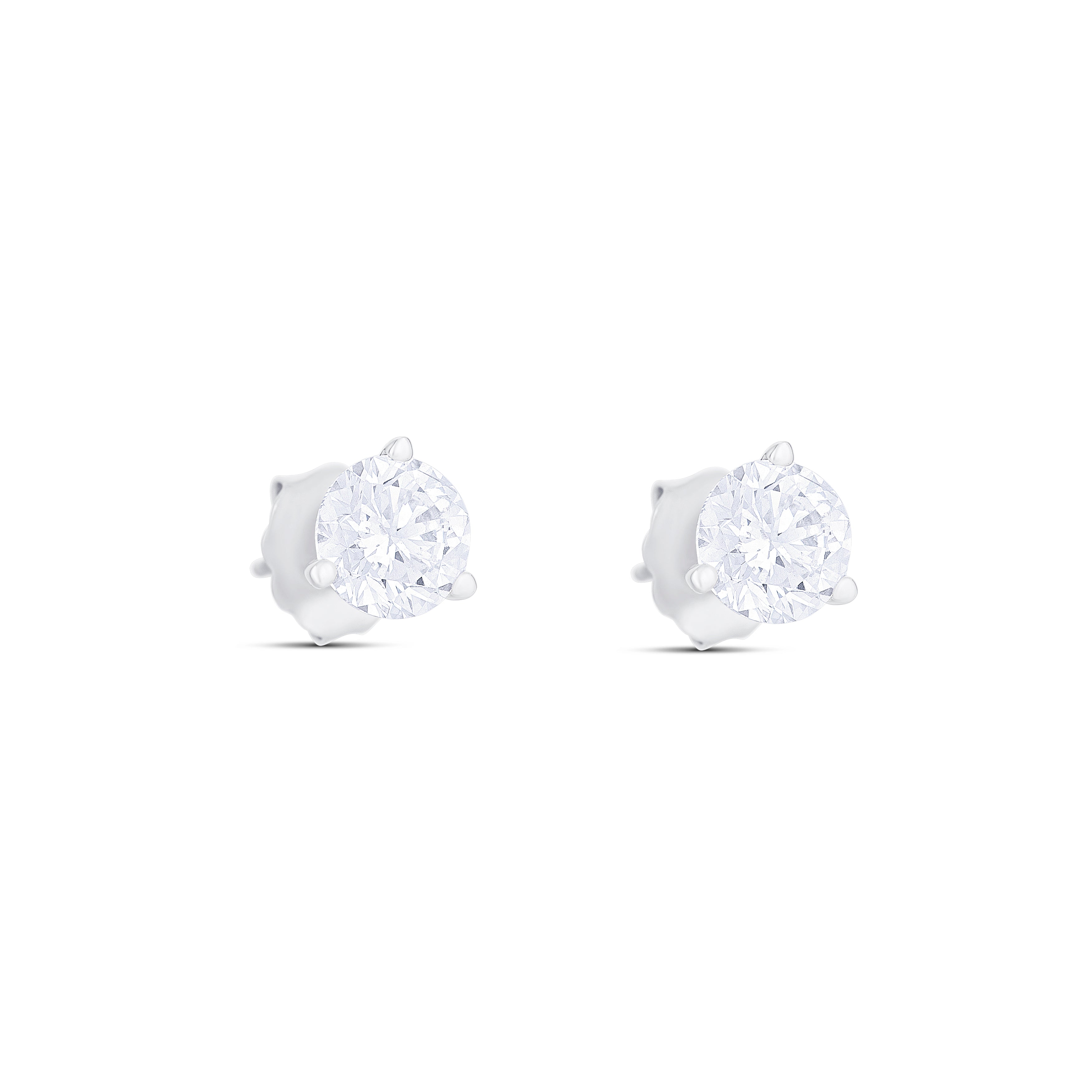 18K White Gold Round Diamond Stud Earrings