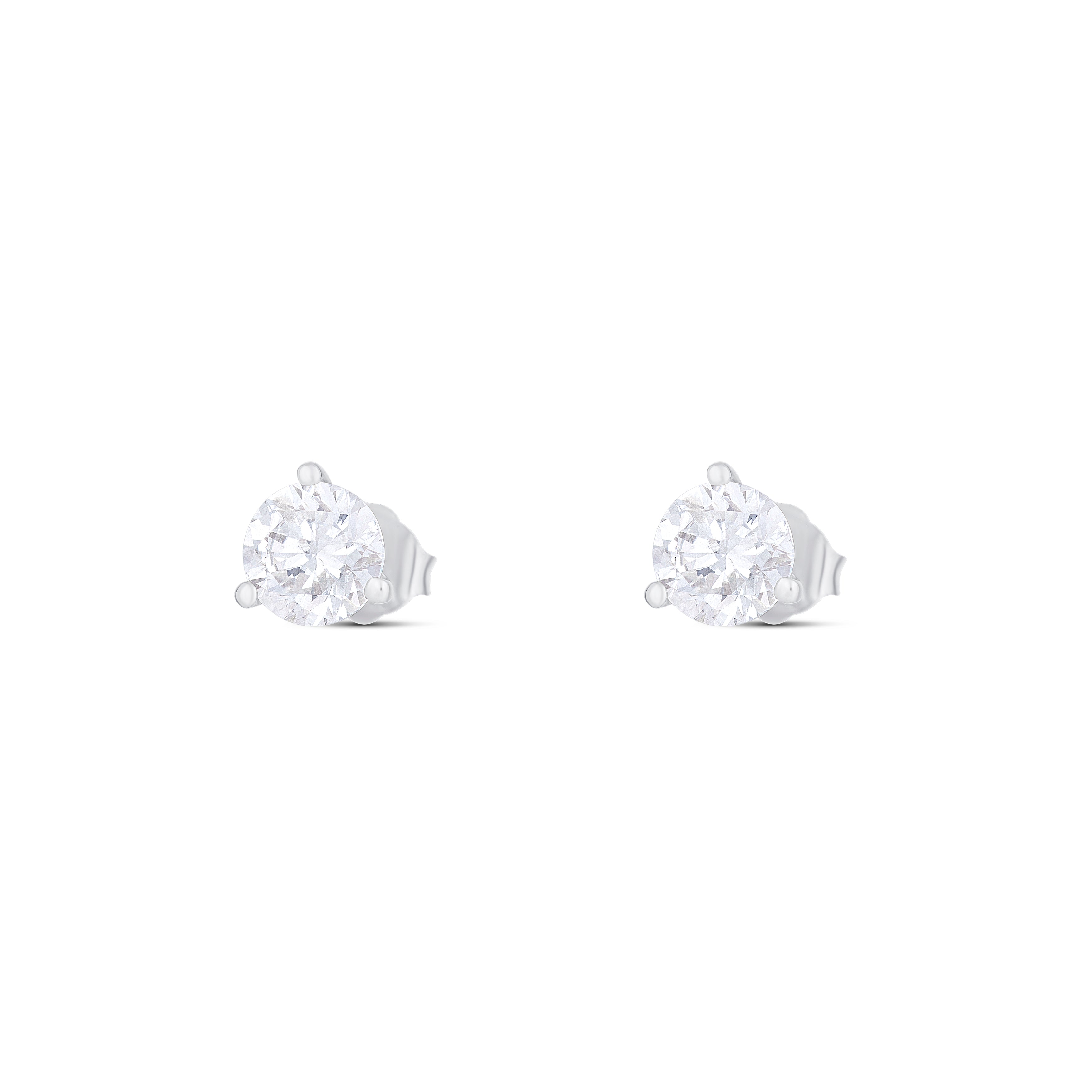 18K White Gold Round Diamond Stud Earrings