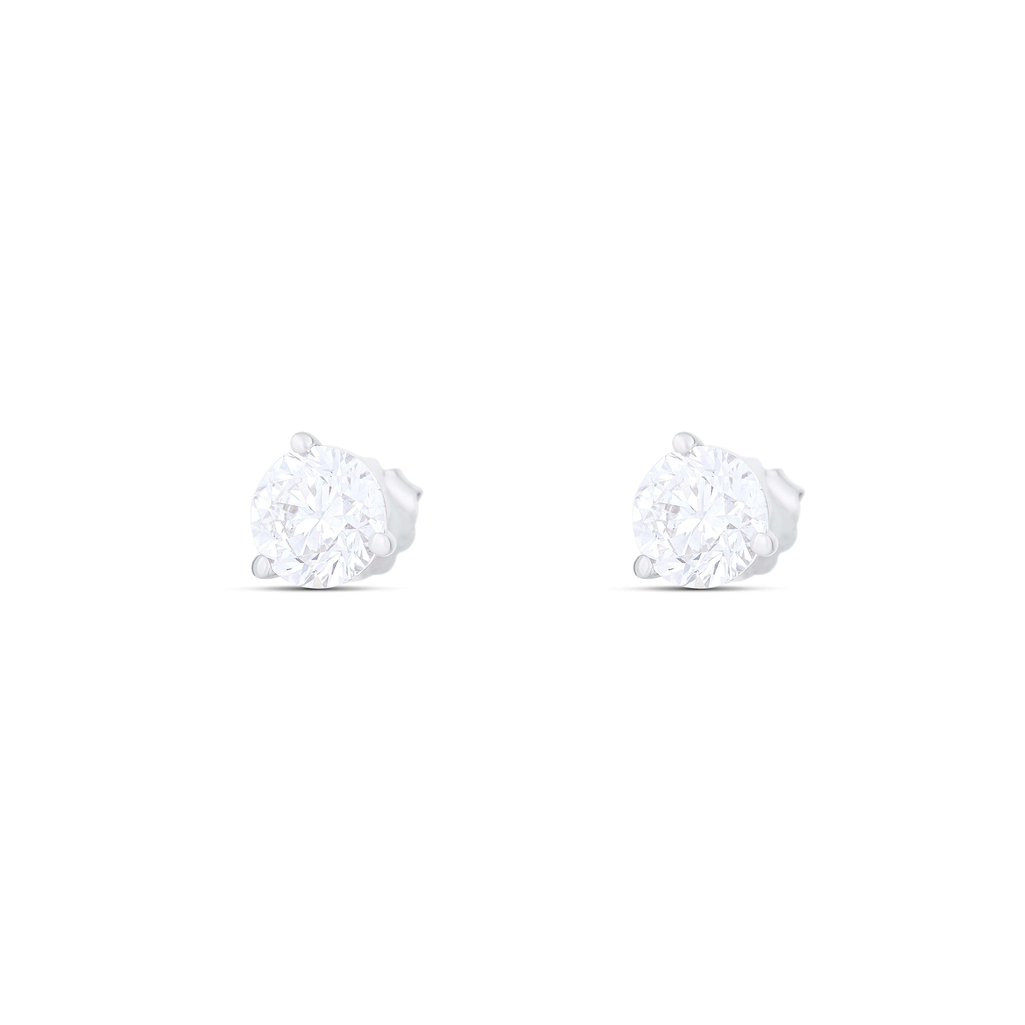 18K White Gold Round Diamond Stud Earrings