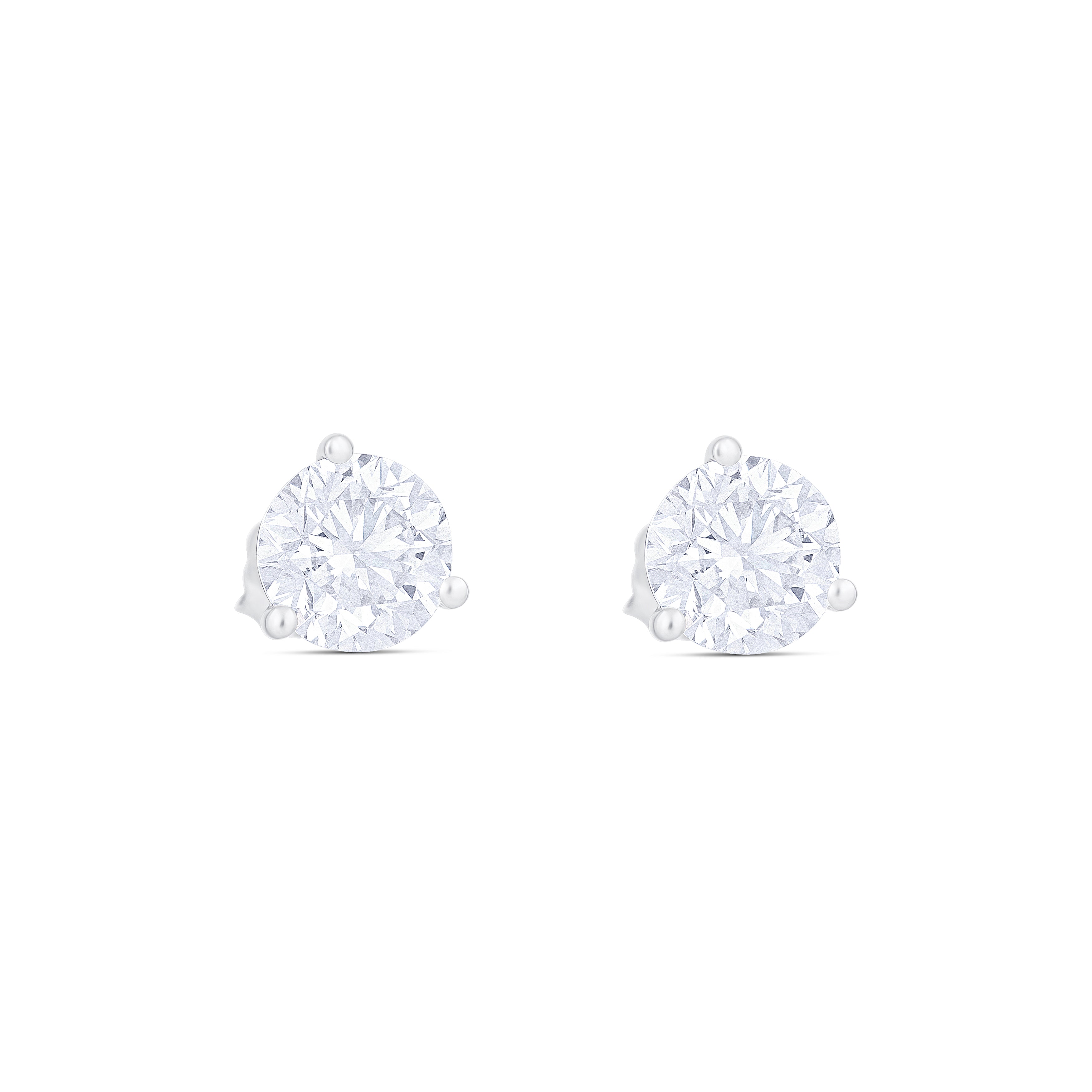 18K White Gold Round Diamond Stud Earrings