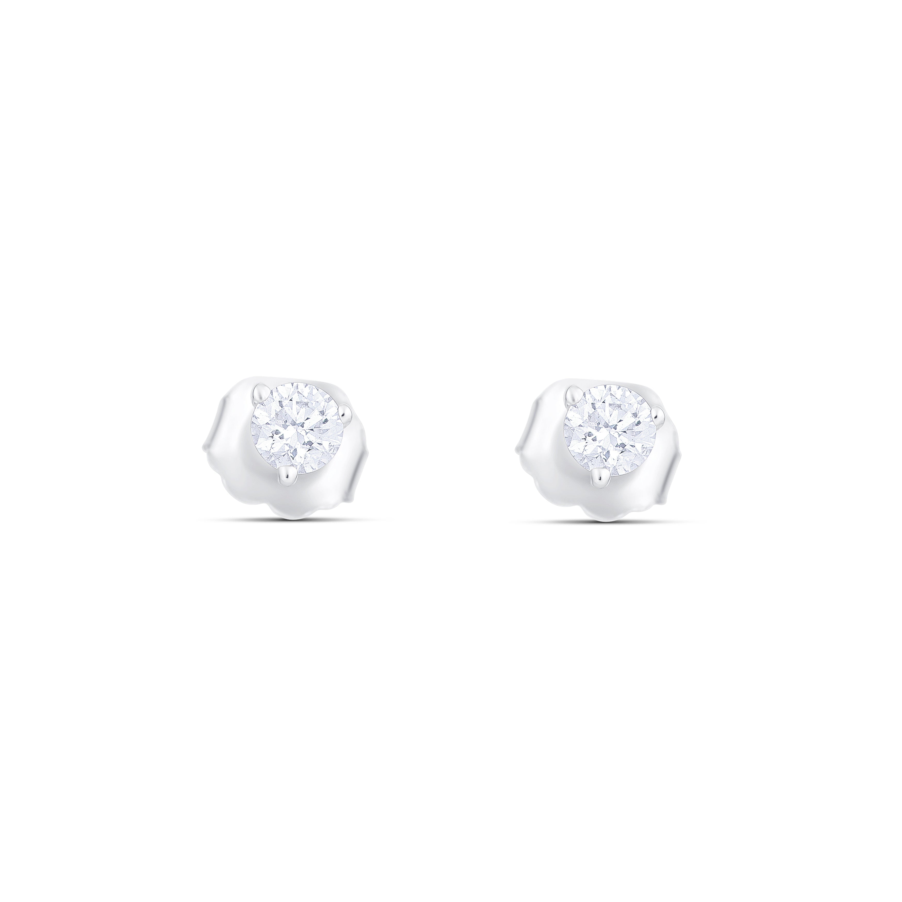 18K White Gold Round Diamond Stud Earrings