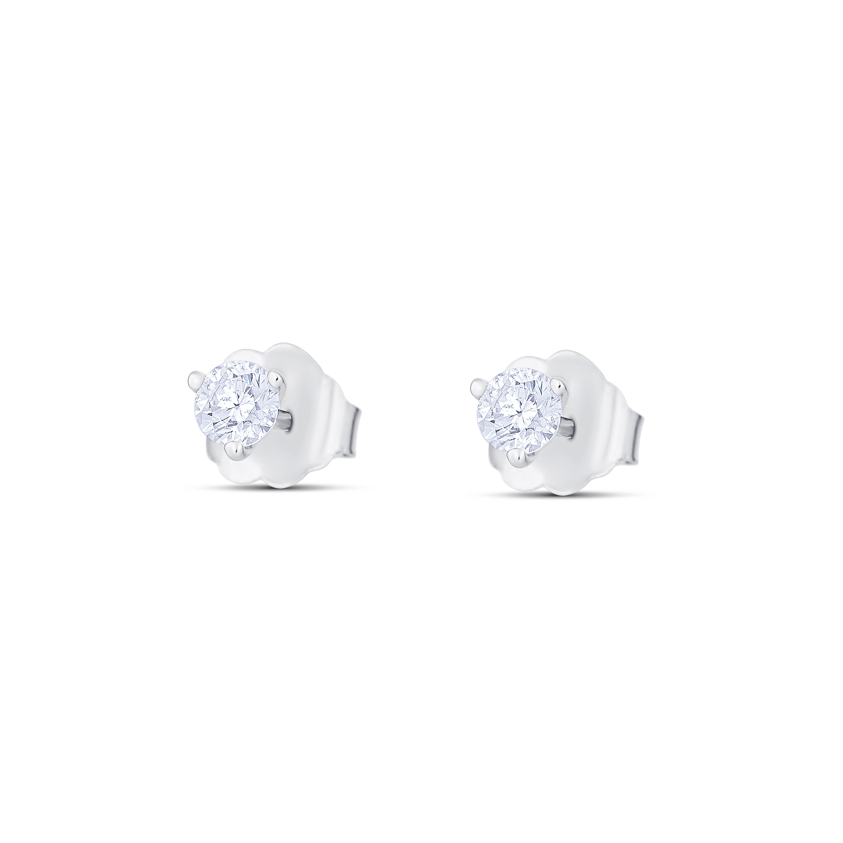 18K White Gold Round Diamond Stud Earrings
