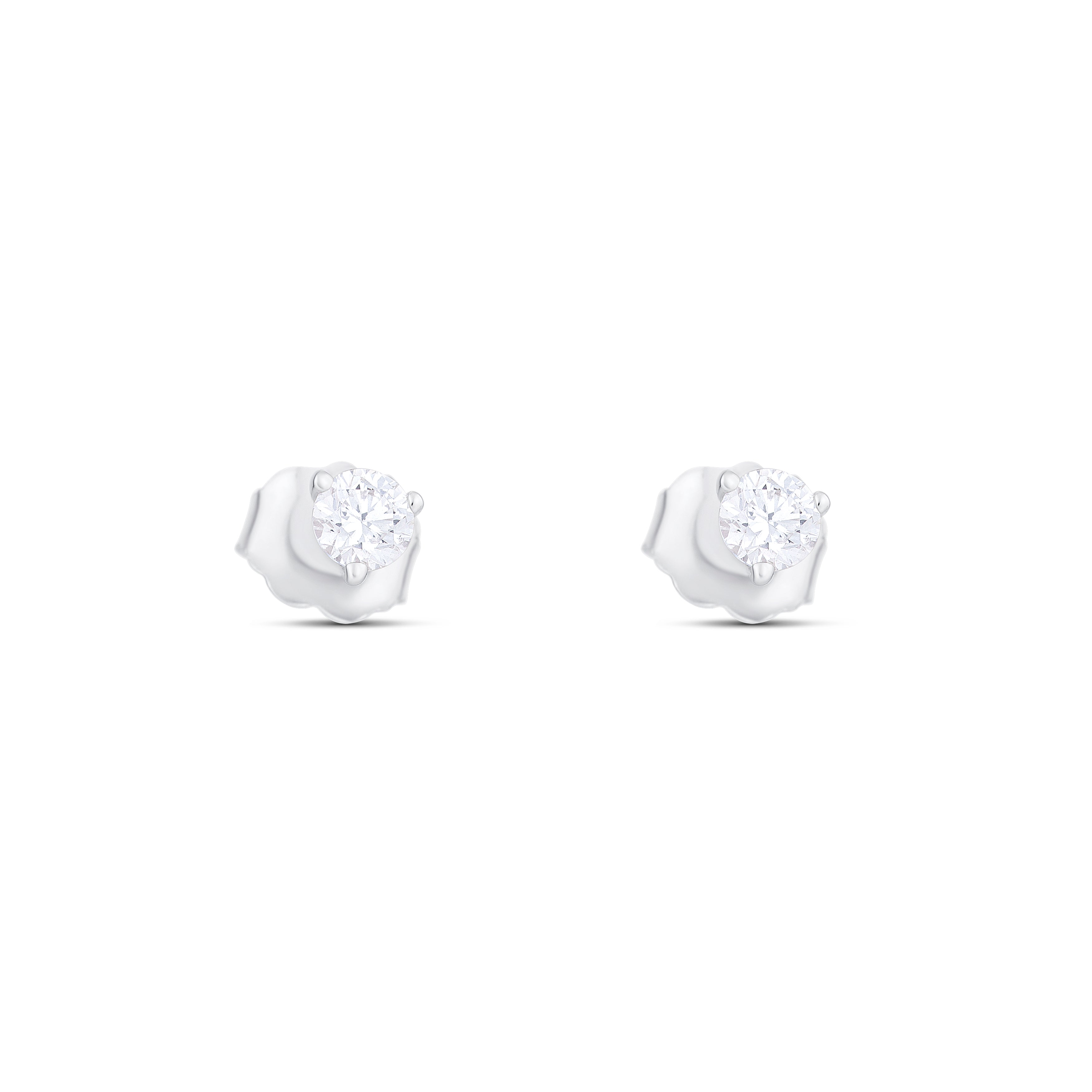 18K White Gold Round Diamond Stud Earrings