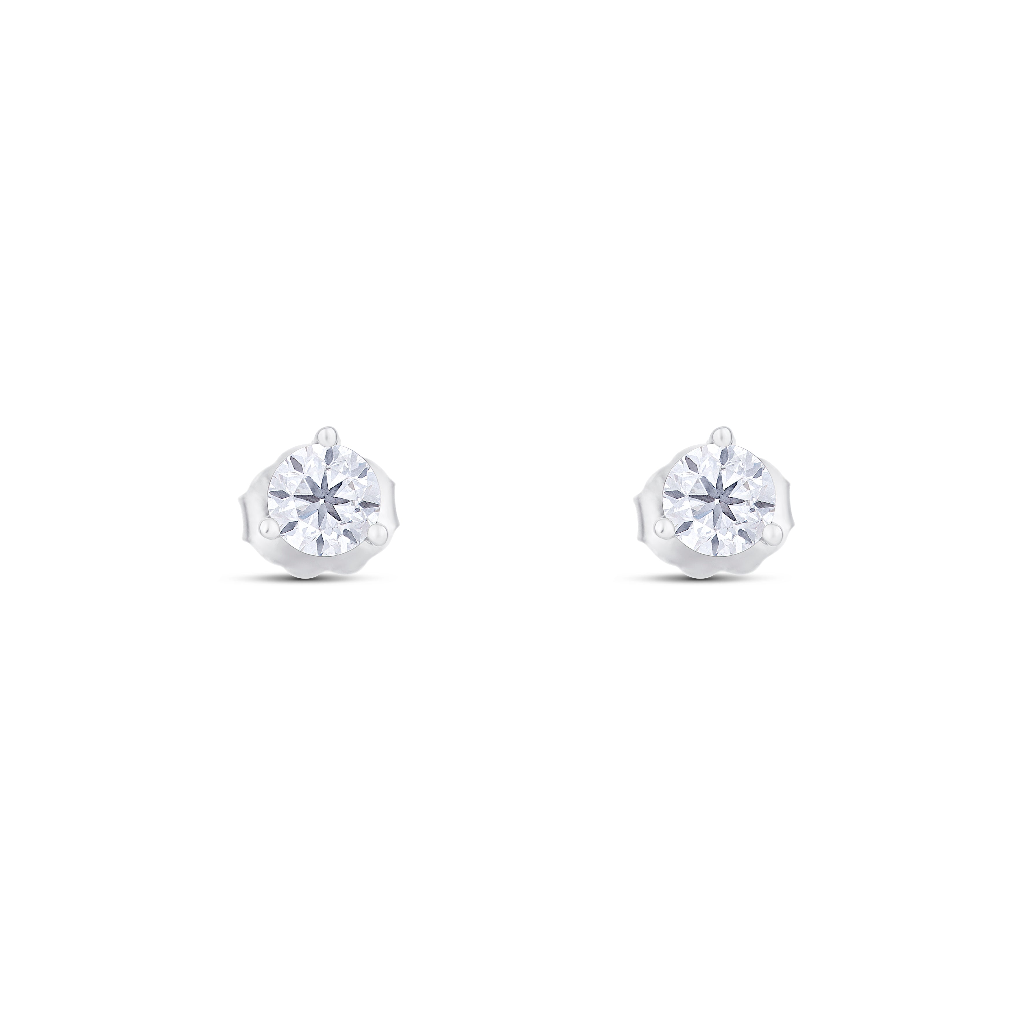 18K White Gold Round Diamond Stud Earrings
