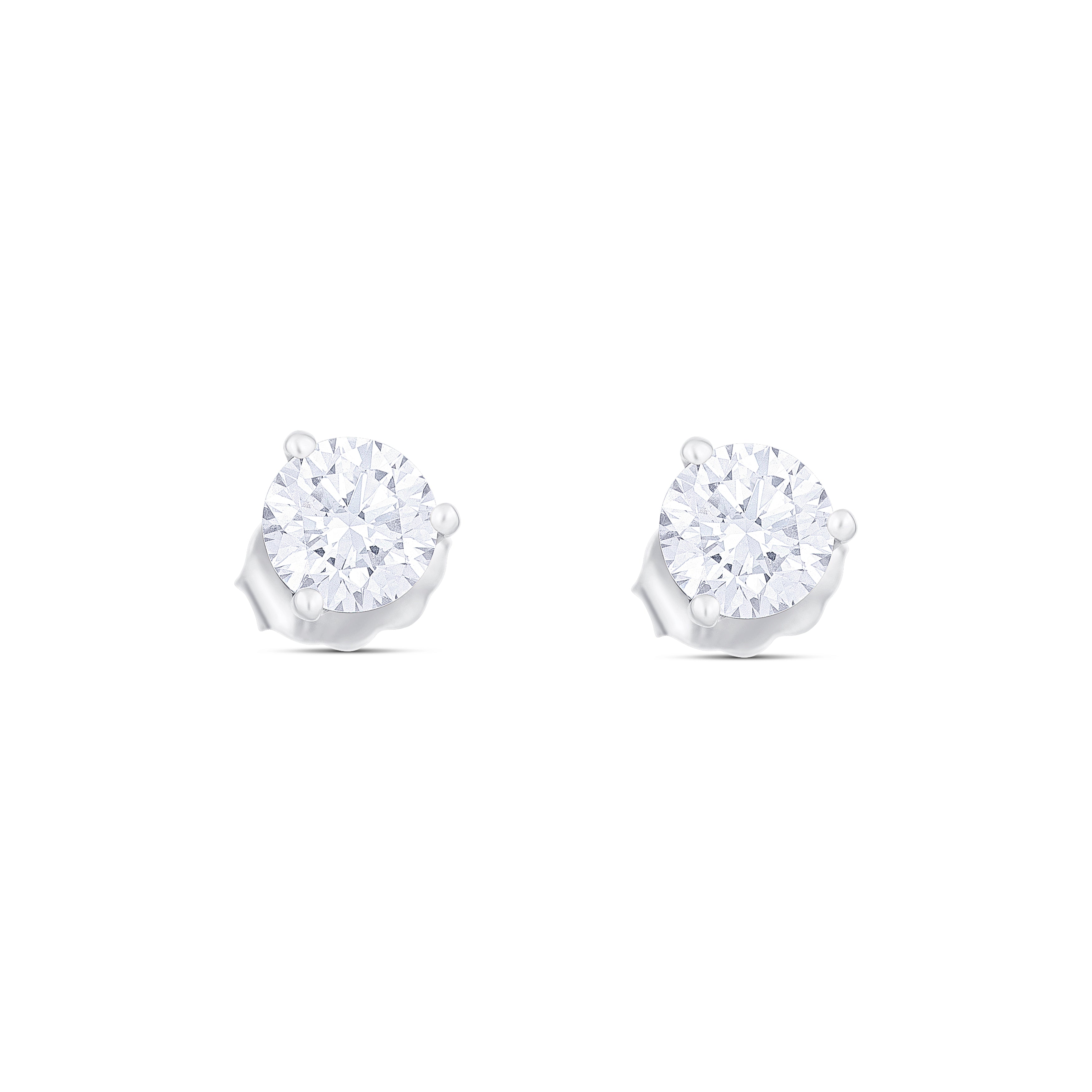 18K White Gold Round Diamond Stud Earrings