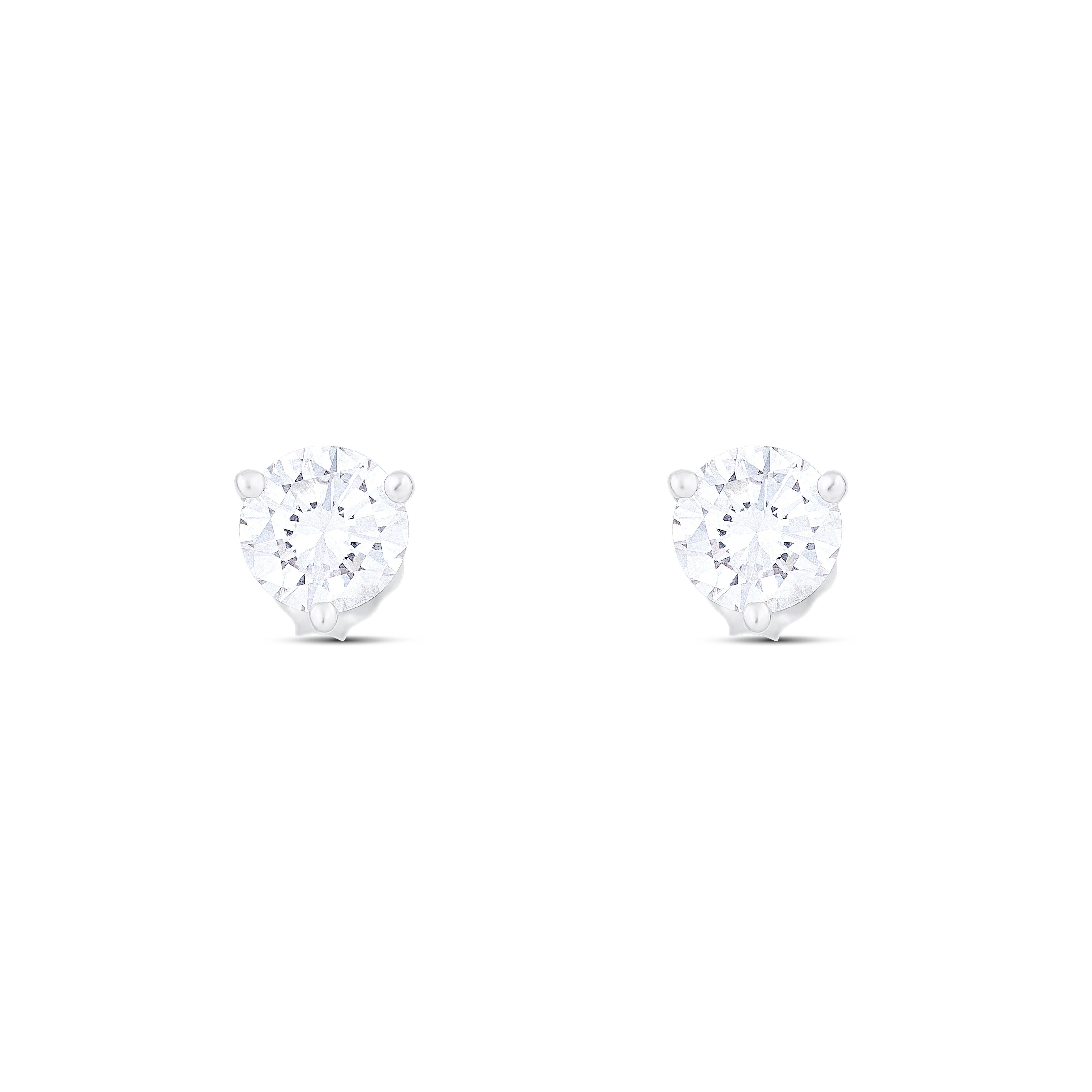 18K White Gold Round Diamond Stud Earrings