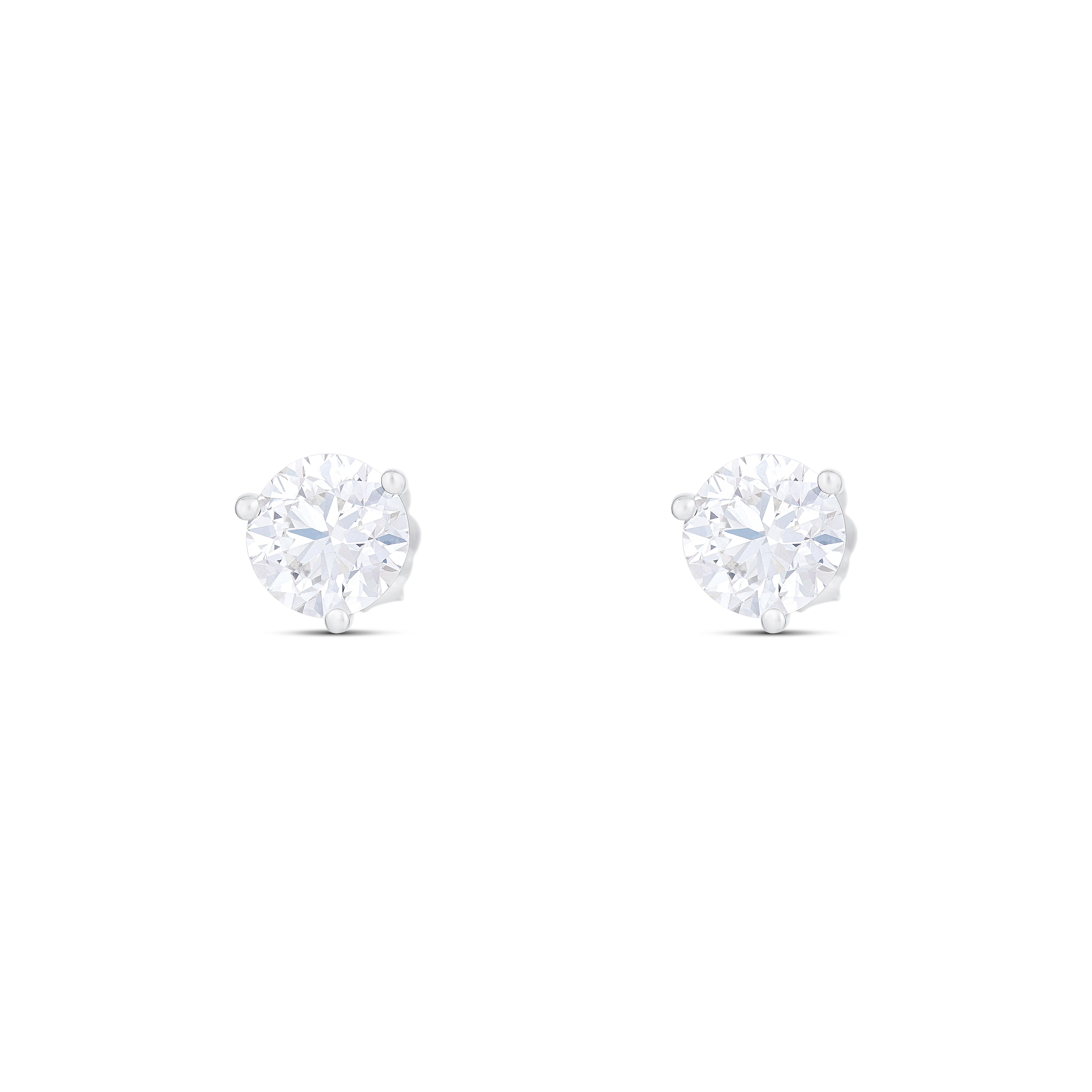 18K White Gold Round Diamond Stud Earrings