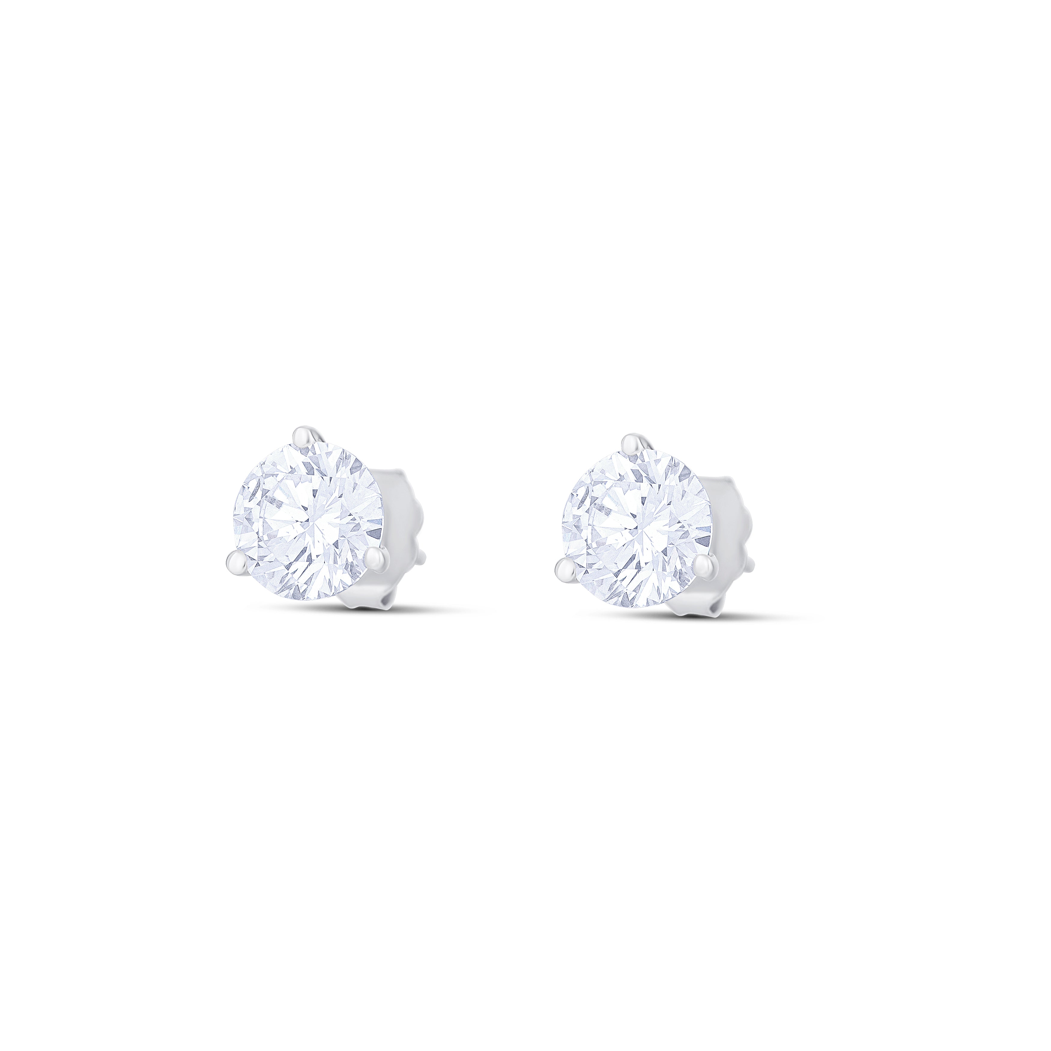 18K White Gold Round Diamond Stud Earrings