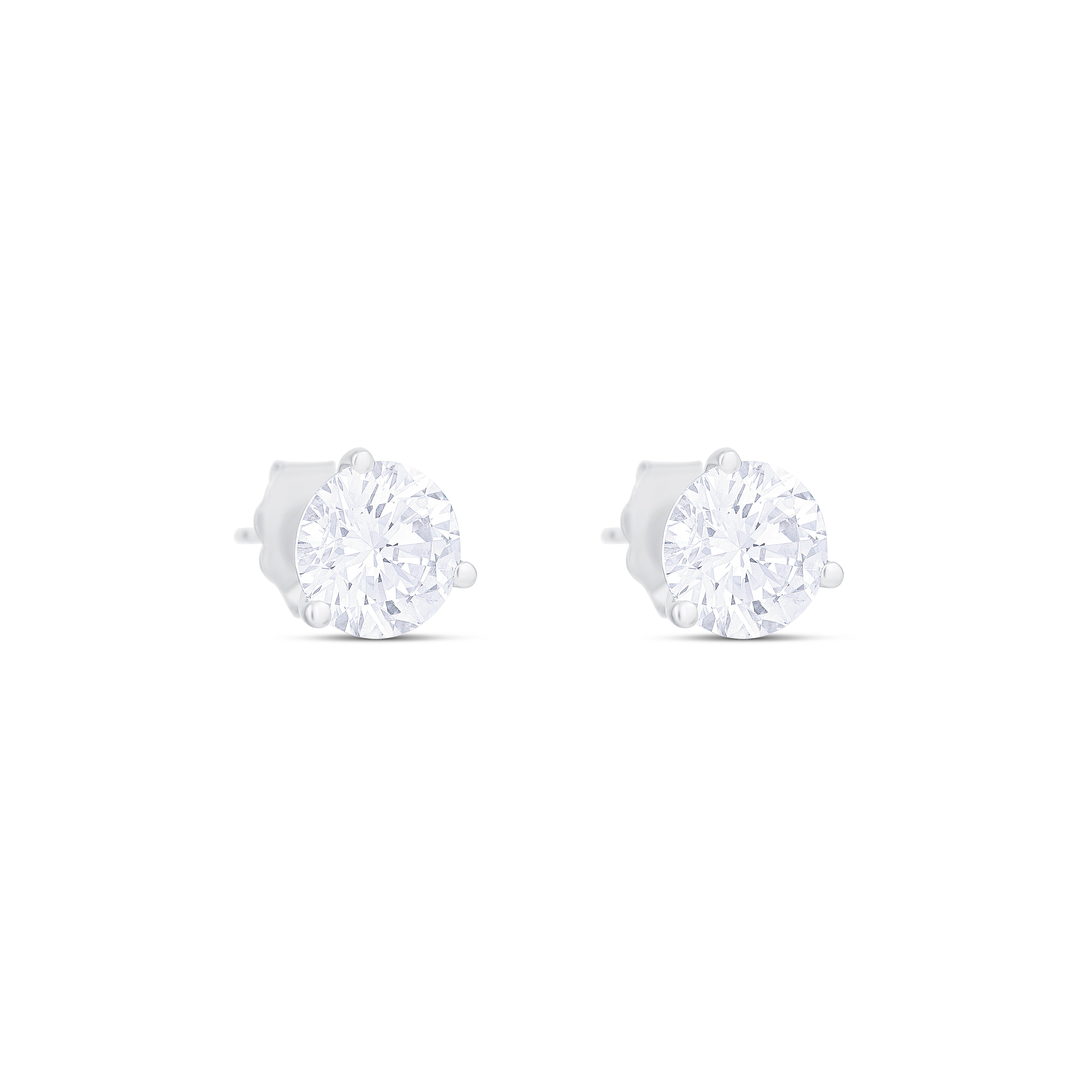 18K White Gold Round Diamond Stud Earrings