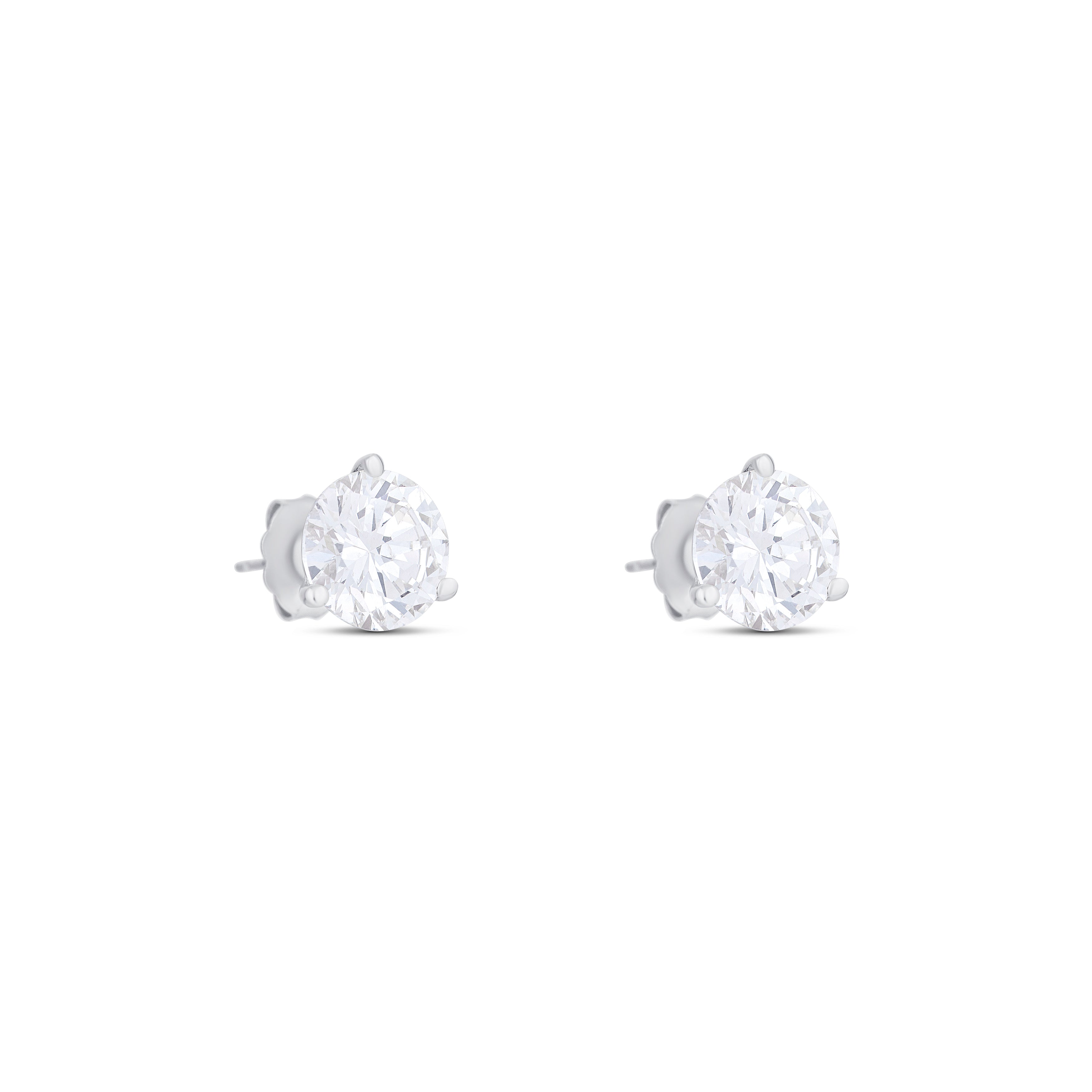 18K White Gold Round Diamond Stud Earrings