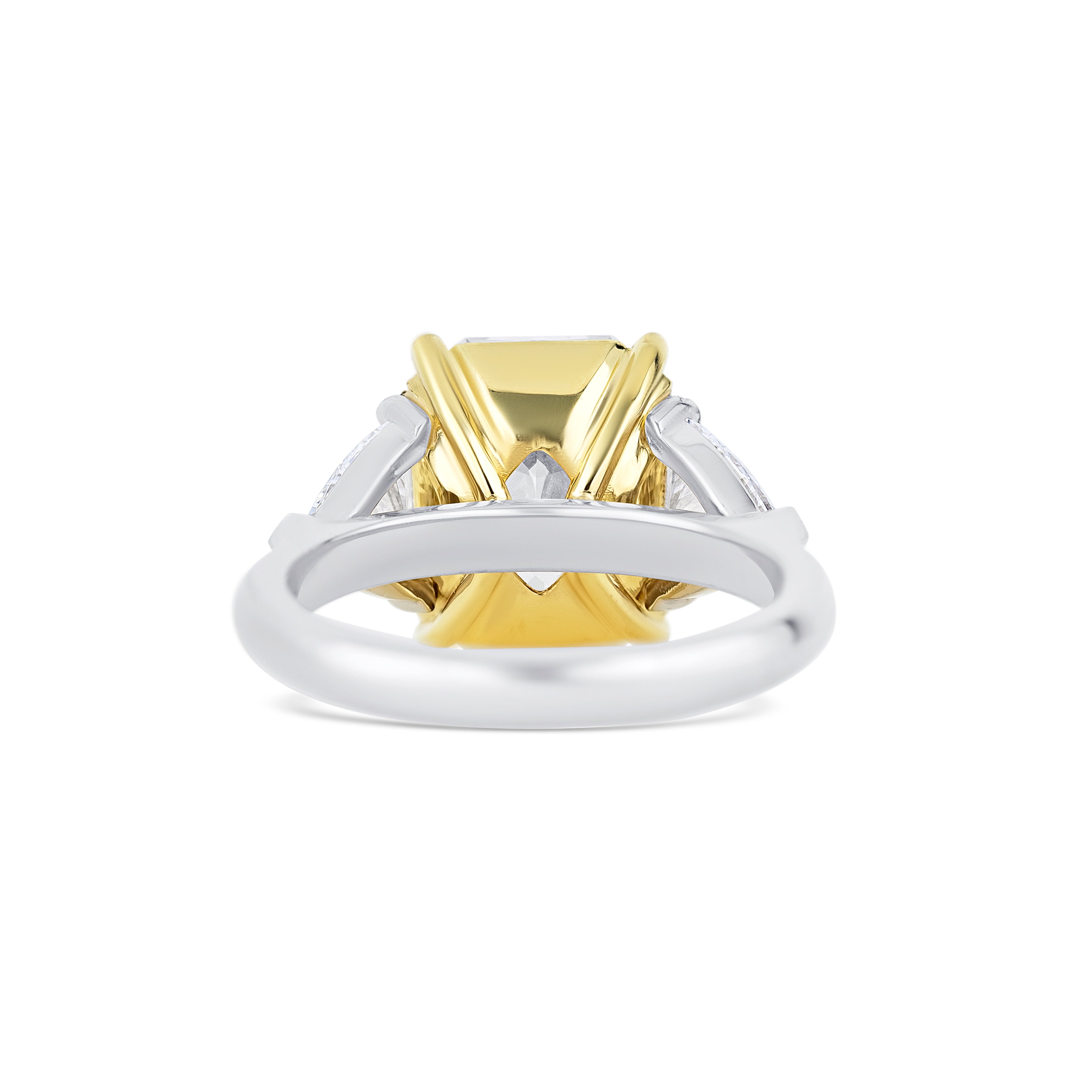 Platinum Three-Stone Fancy Yellow Radiant Diamond Engagement Ring