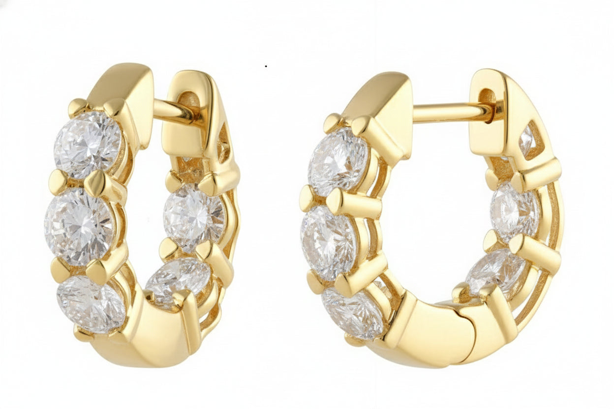 14K Yellow Gold Lab Grown Diamond Huggie Earrings 2.00ctw