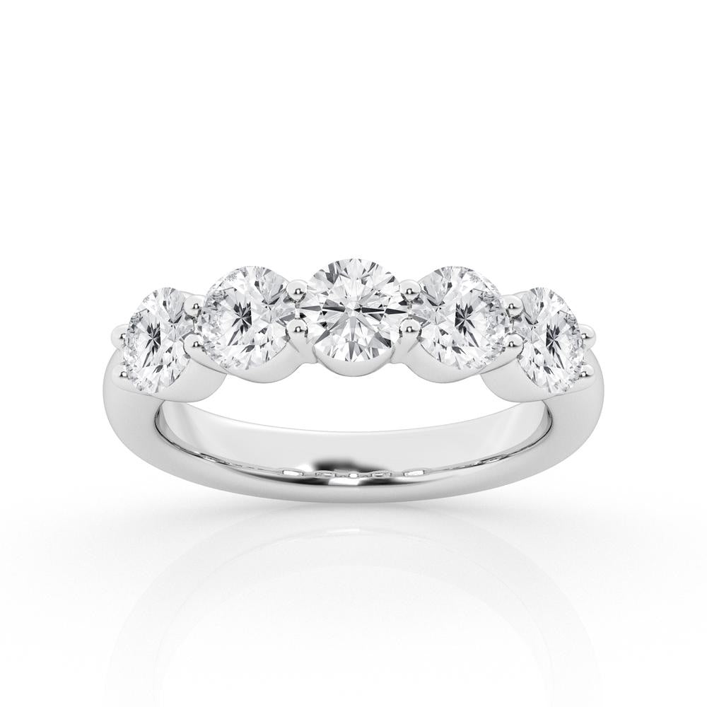 14K White Gold Lab Grown Round Diamond Half Band 5.00ctw