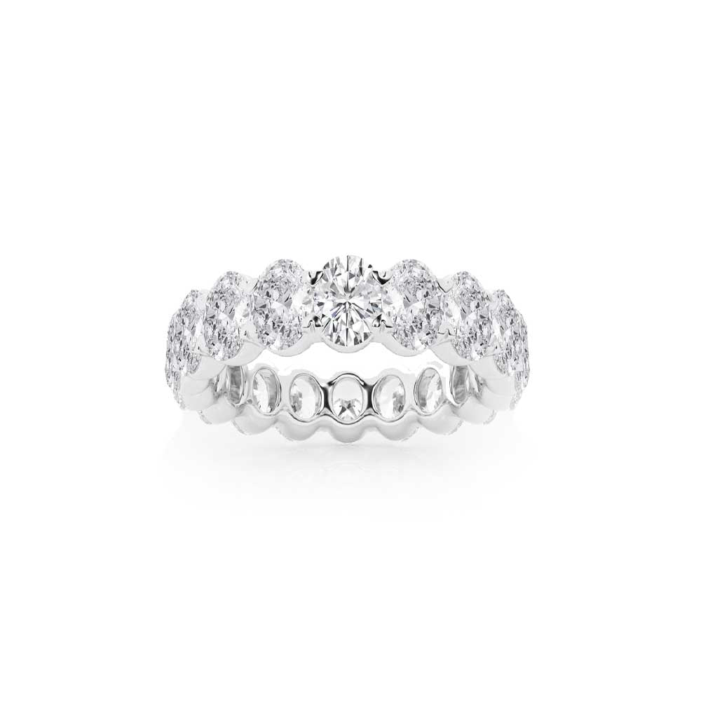 14K White Gold Lab Grown Emerald-Cut Diamond Eternity Band 9.00ctw