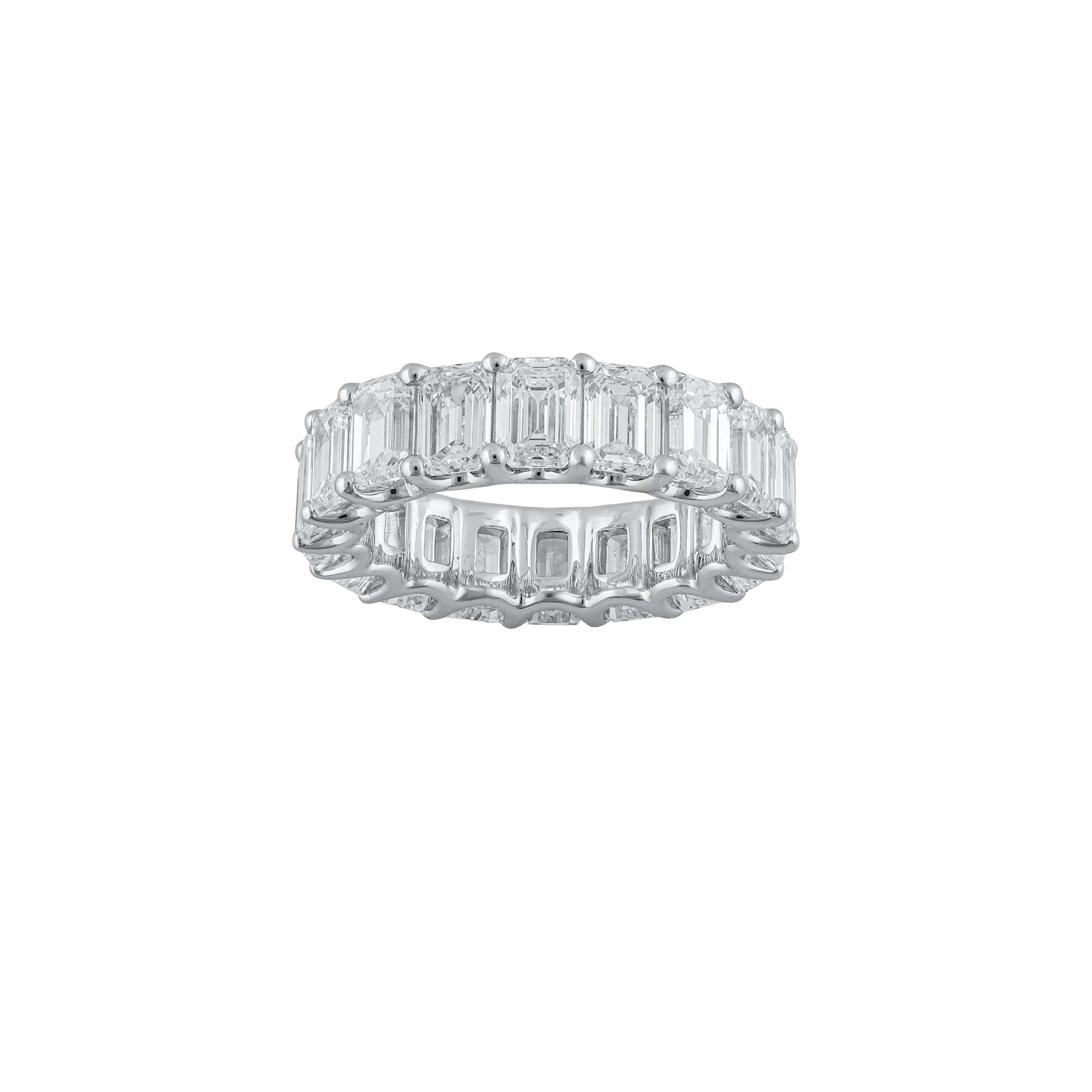 14K White Gold Lab Grown Emerald-Cut Diamond Eternity Band 9.00ctw