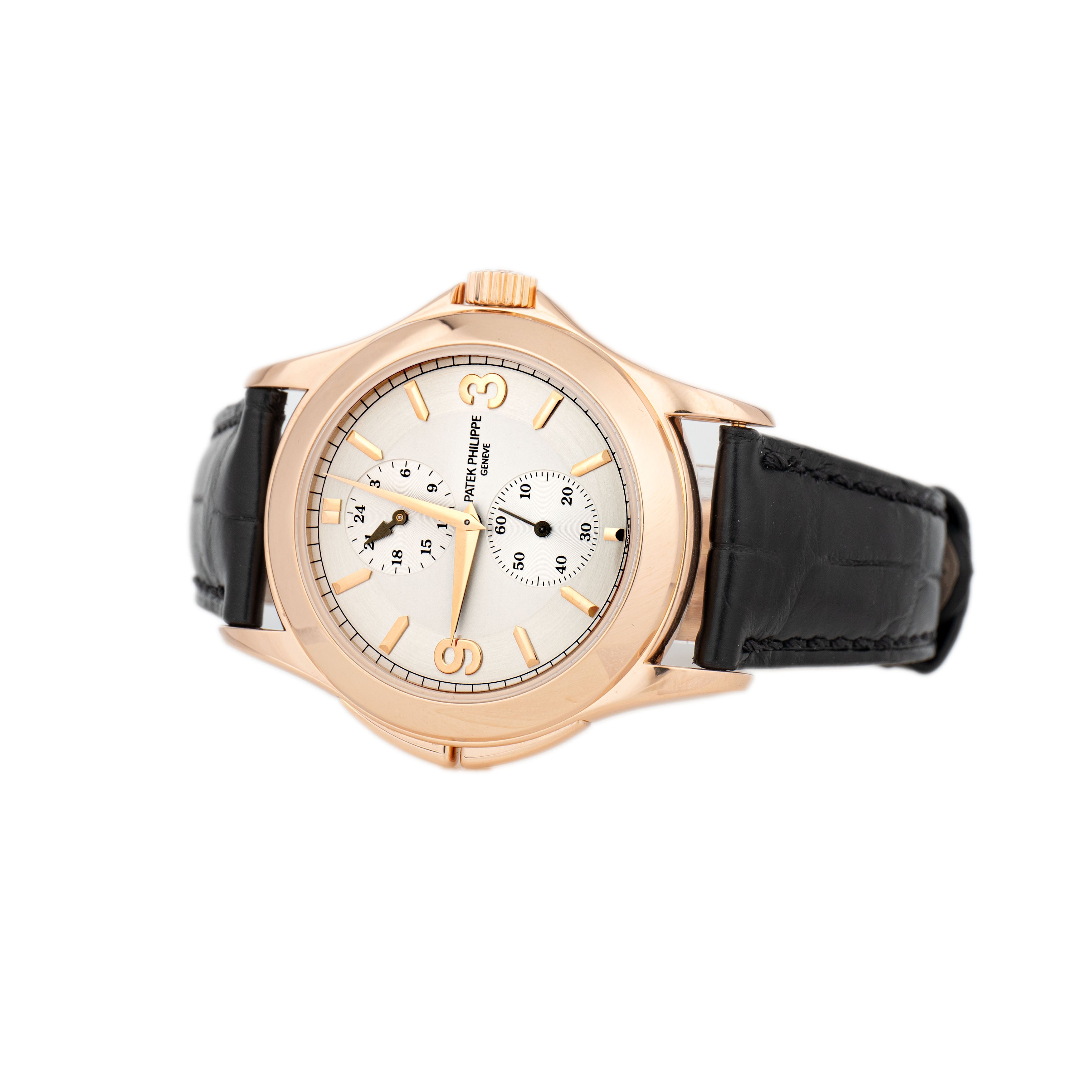 Patek Philippe Calatrava Travel Time Rose Gold Silver Dial 36mm 5134R-001