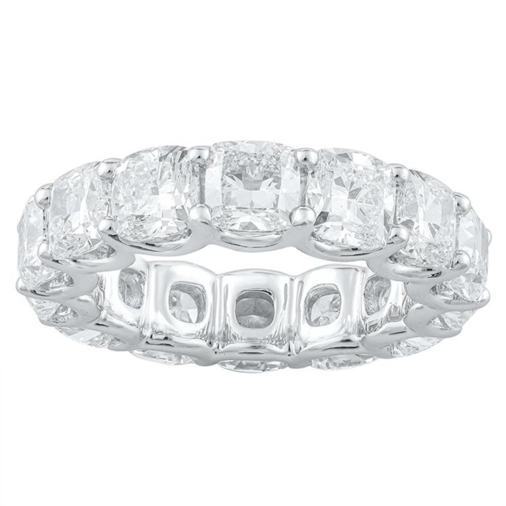 14K White Gold Lab Grown Cushion Diamond Eternity Band 4.75ctw