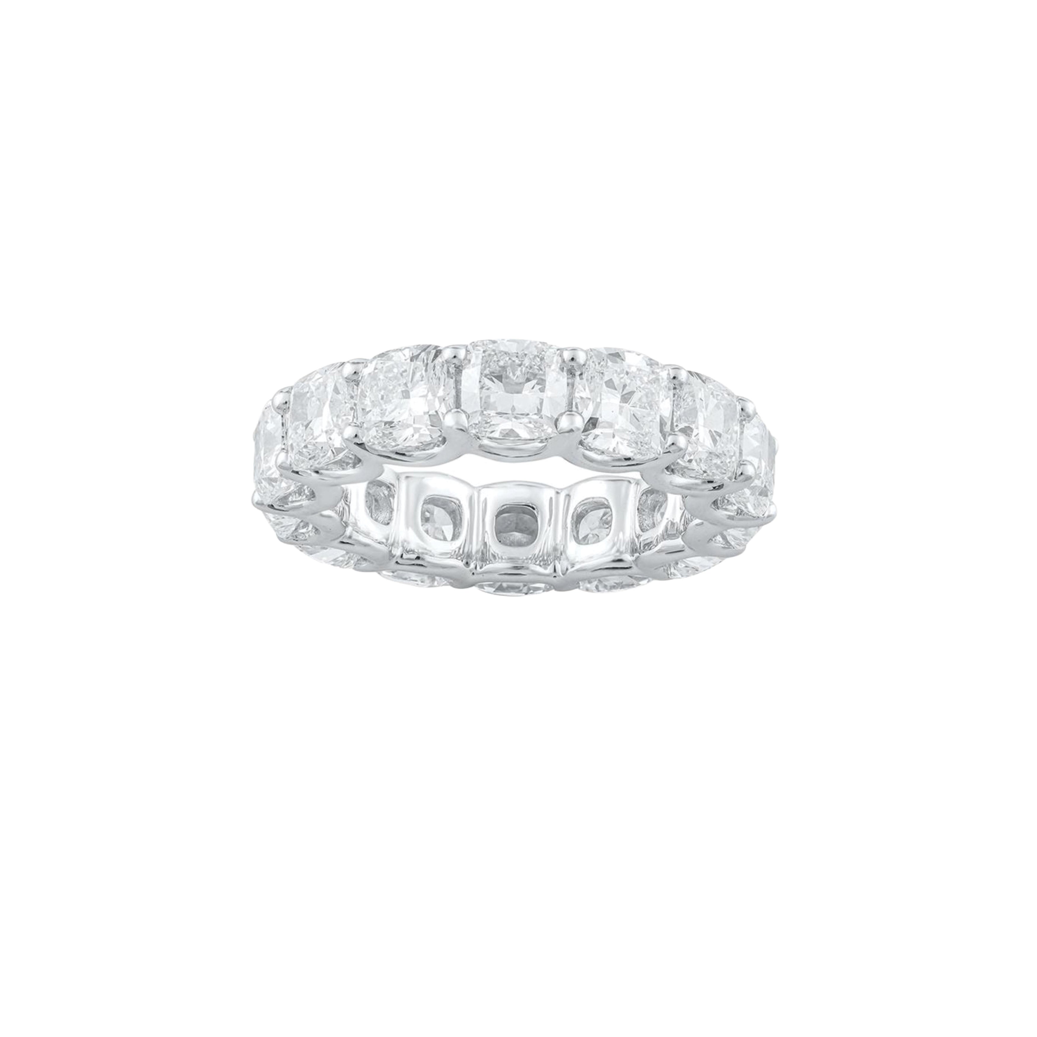14K White Gold Lab Grown Cushion Diamond Eternity Band 4.75ctw