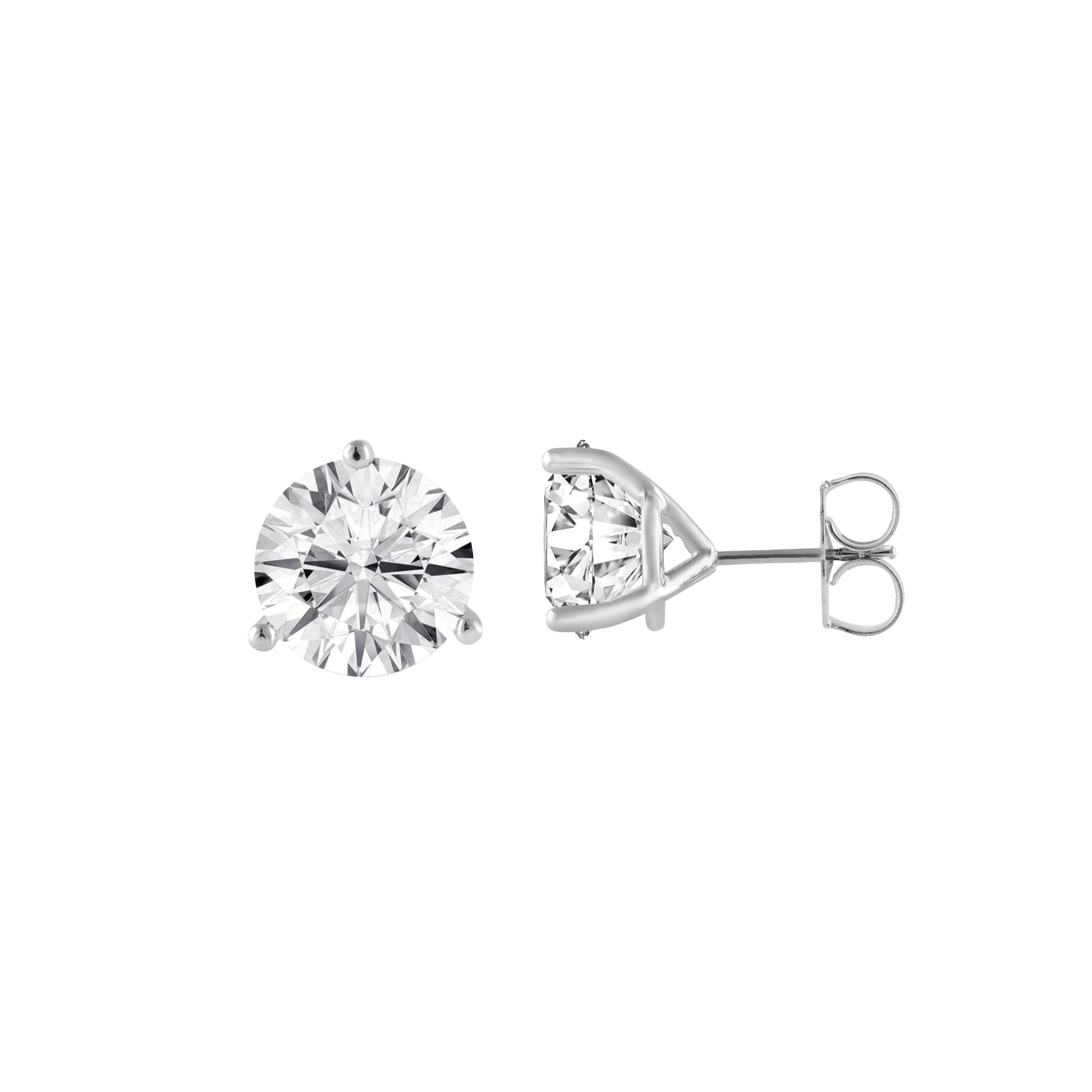 14K White Gold Lab Grown Diamond Stud Earrings 3.00ctw