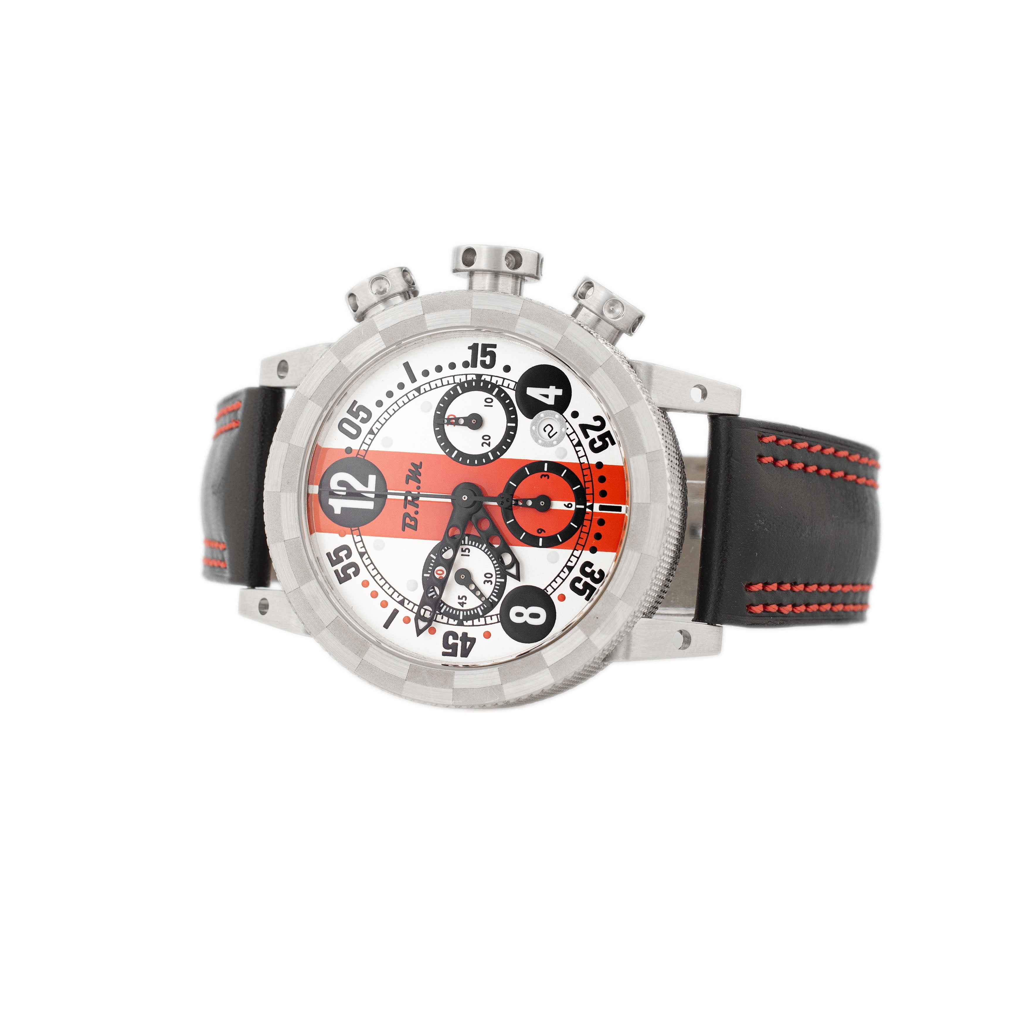 B.R.M Racing Stainless Steel Silver Dial 44mm V12-44 Full Set