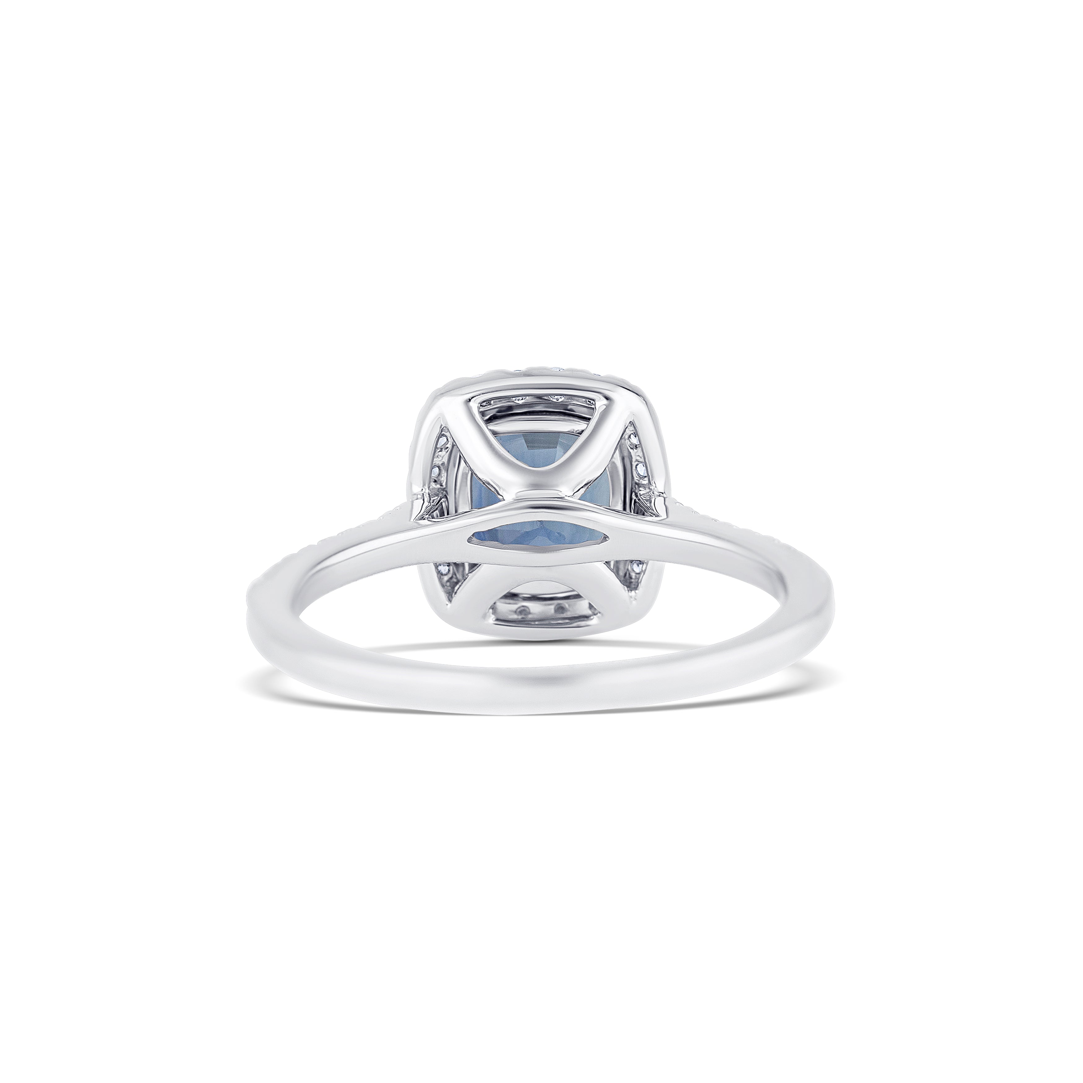 18K White Gold Cushion Sapphire Ring