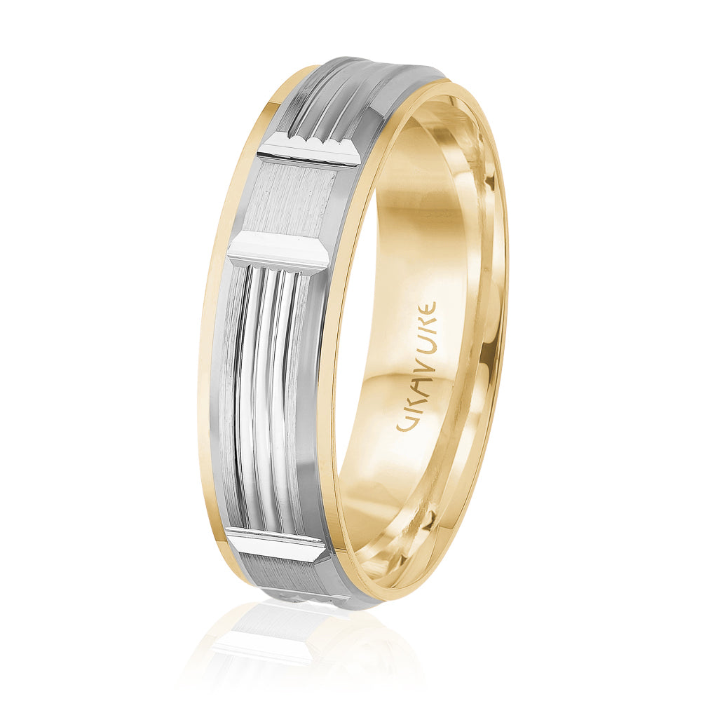 14K White Gold Gold Plated Engraved Wedding Band 6.0mm